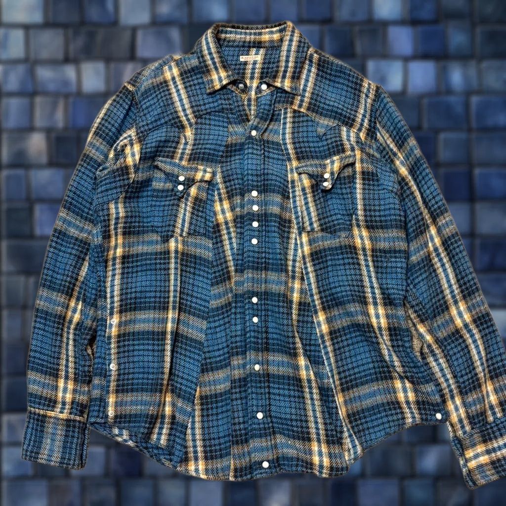 Kapital KAPITAL Western Flannel Shirt Size 3 Blue Plaid Asymmetric Excellent Condition Size US L / EU 52-54 / 3 - 1 Thumbnail
