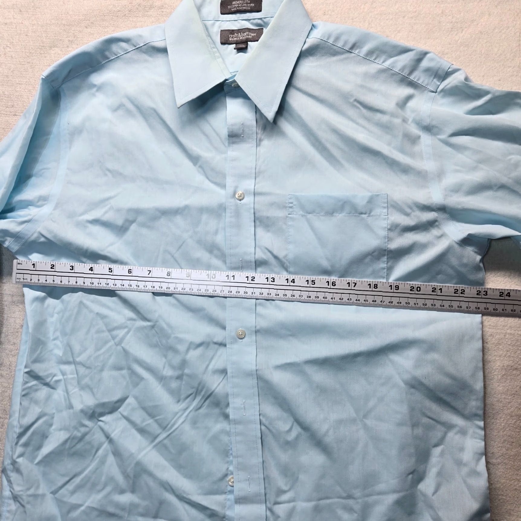 Croft & Barrow Croft & Barrow Shirt Men 16.5 Blue Button-Up Long Sleeve Solid Cotton Polyester Classic Big & Tall Adults Mens Size US XL / EU 56 / 4 - 4 Thumbnail