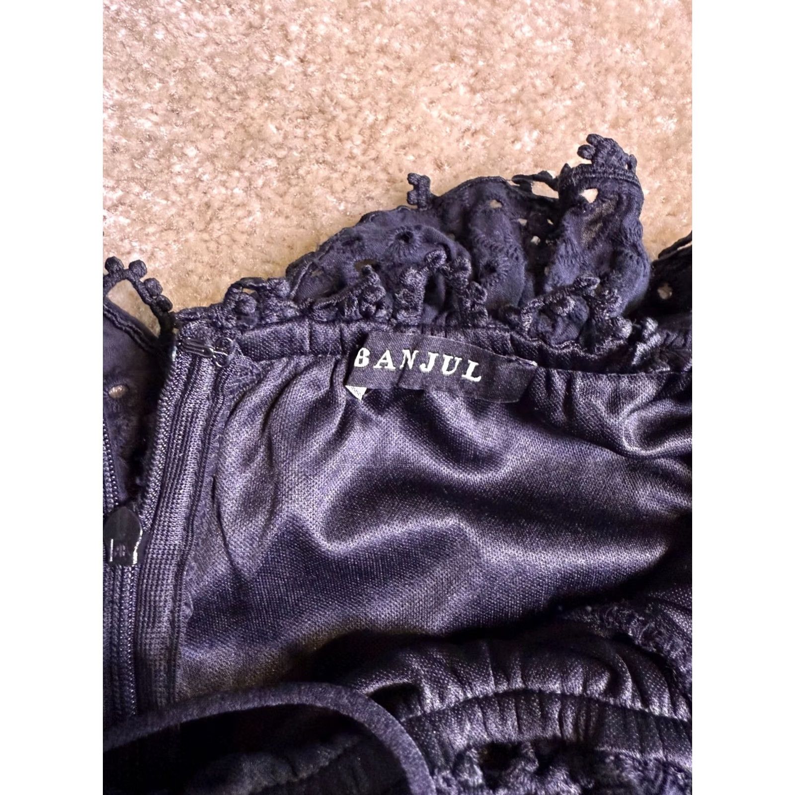 Vintage VINTAGE BANJUL Dress Womens Size Medium Black Lace Ruffle Mini Goth Cotton D915 Size M / US 6-8 / IT 42-44 - 6 Thumbnail