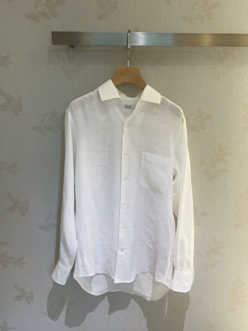 Loro Piana LORO PIANA White linen shirt Size XS / US 0-2 / IT 36-38 - 1 Thumbnail