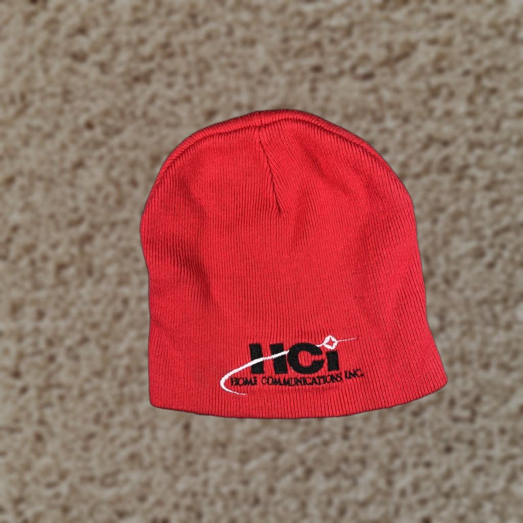 Vintage Otto Cap Hat Mens One Size Red Beanie Knit HCI Home Communications Logo Workwear Size ONE SIZE - 1 Thumbnail