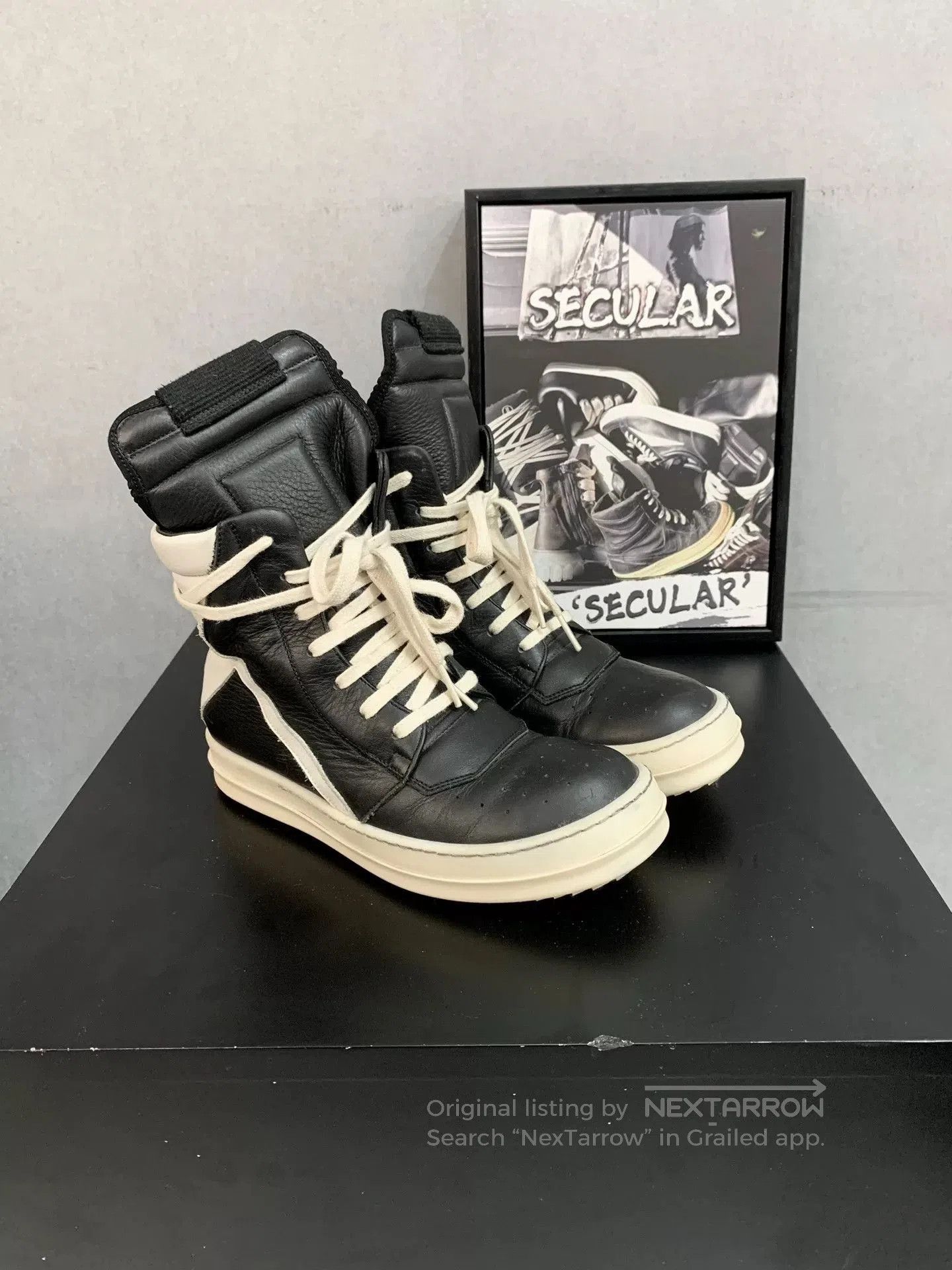 Rick Owens rick owens geobasket black and white sneakers. Size US 5 / IT 35 - 4 Thumbnail