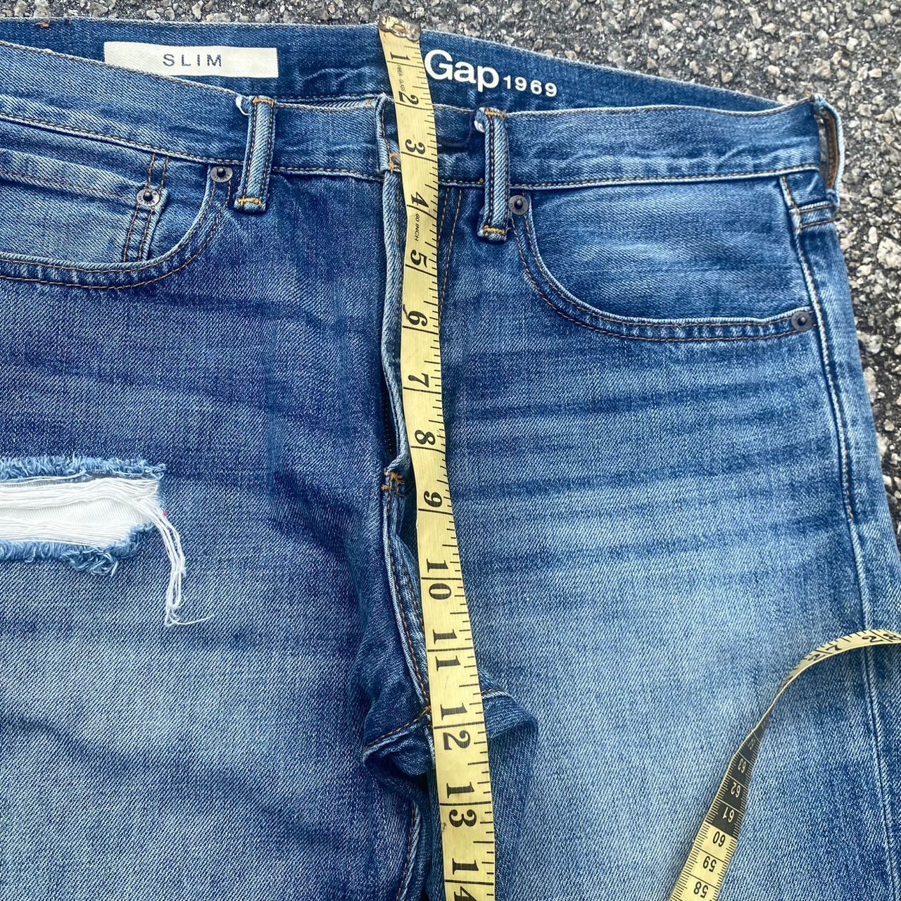 If Six Was Nine Vintage Gap 1969 Slim Distressed Denim Size US 33 - 5 Thumbnail