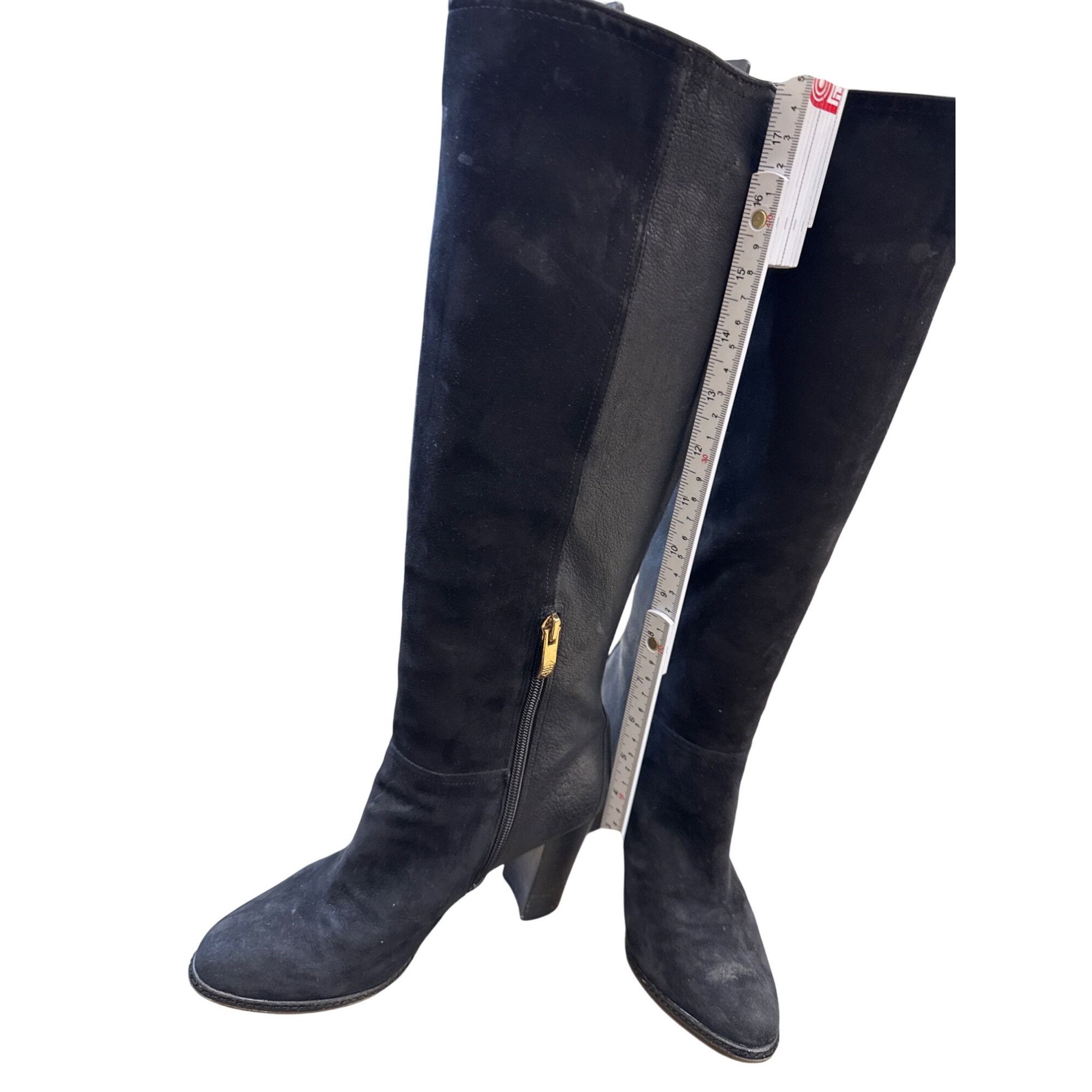 Vince Camuto Vince Camuto Womens Black Leather & Suede Knee Boots Size 6B Size US 6 / IT 36 - 3 Thumbnail