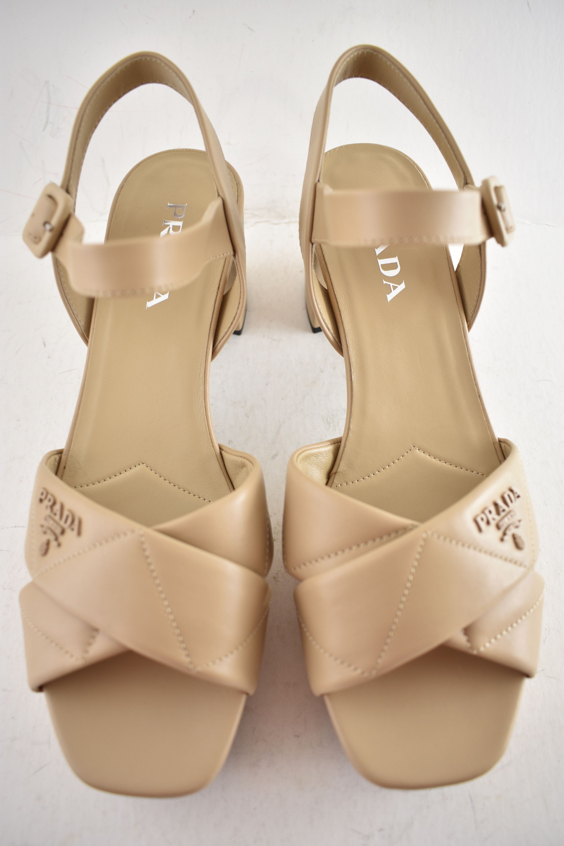 Prada Prada 65mm Nude Platform Sandal Ankle Strap Block Heel 41 Size US 11 / IT 41 - 9 Thumbnail