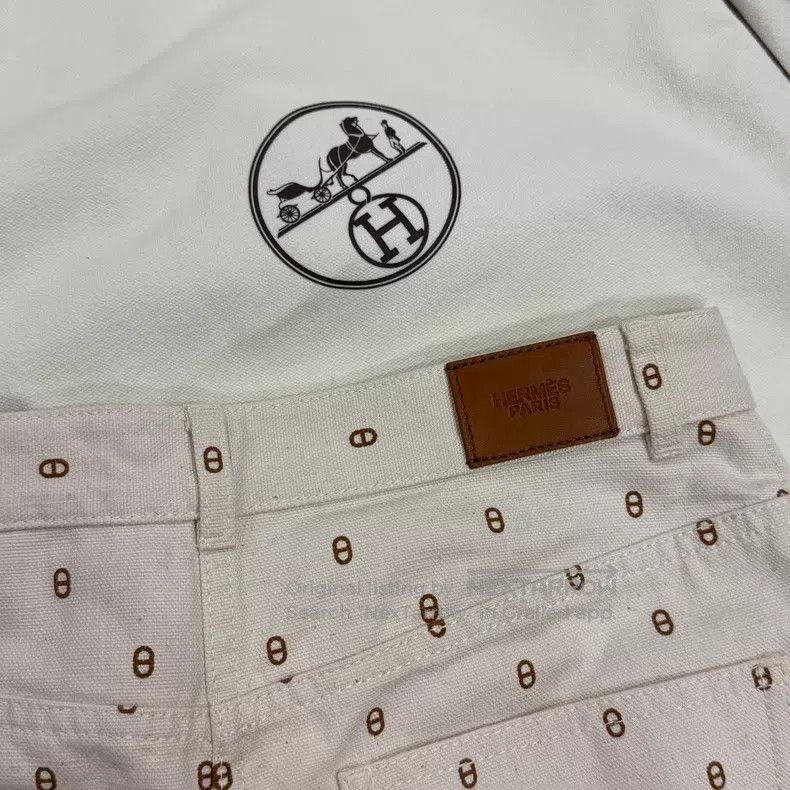 Hermes Hermes Brown and White Pig Nose Printed Denim Pants Size 24" / US 00 / IT 34 - 3 Thumbnail