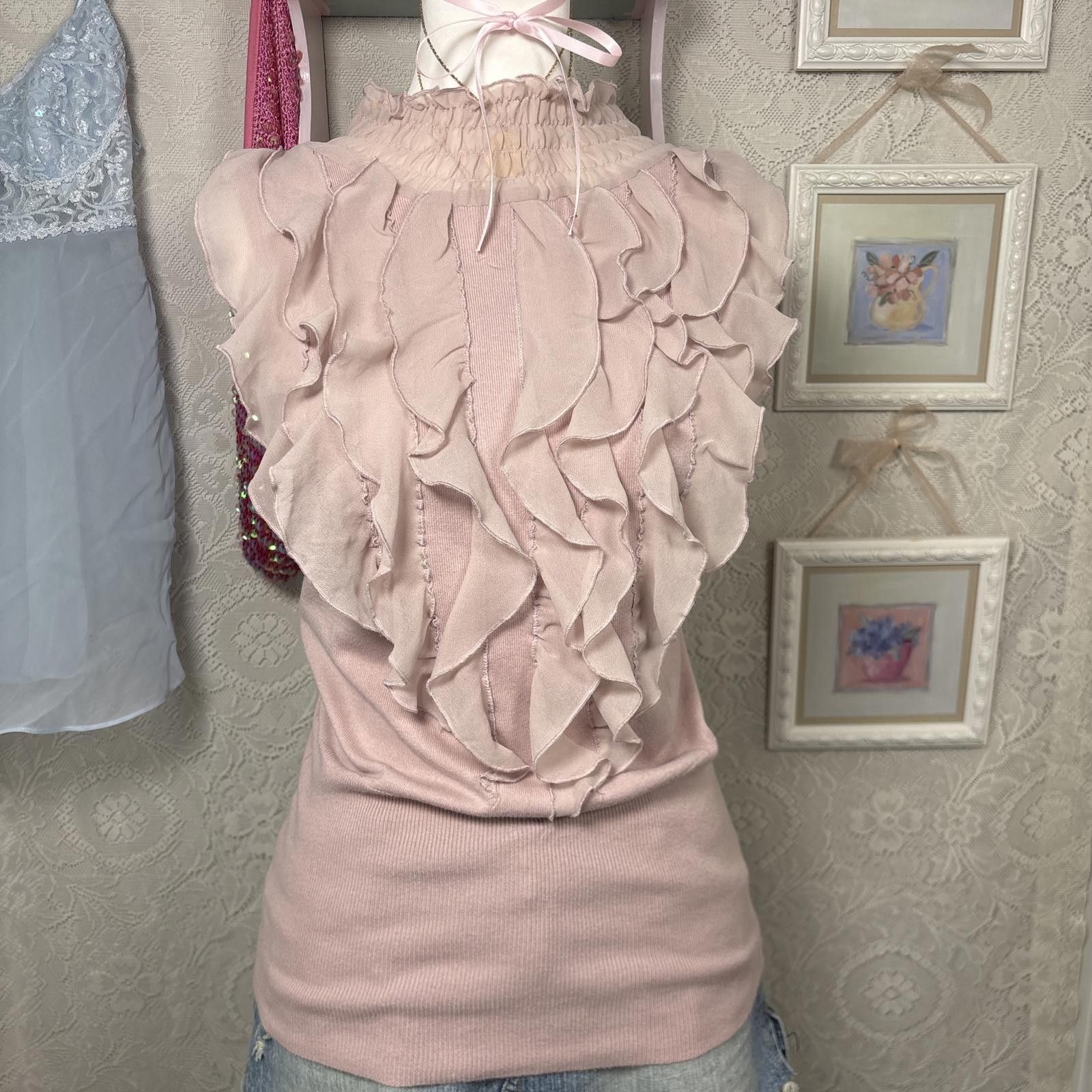 Other y2k pink coquette ruffle fitted blouse top Size XL / US 12-14 / IT 48-50 - 3 Thumbnail