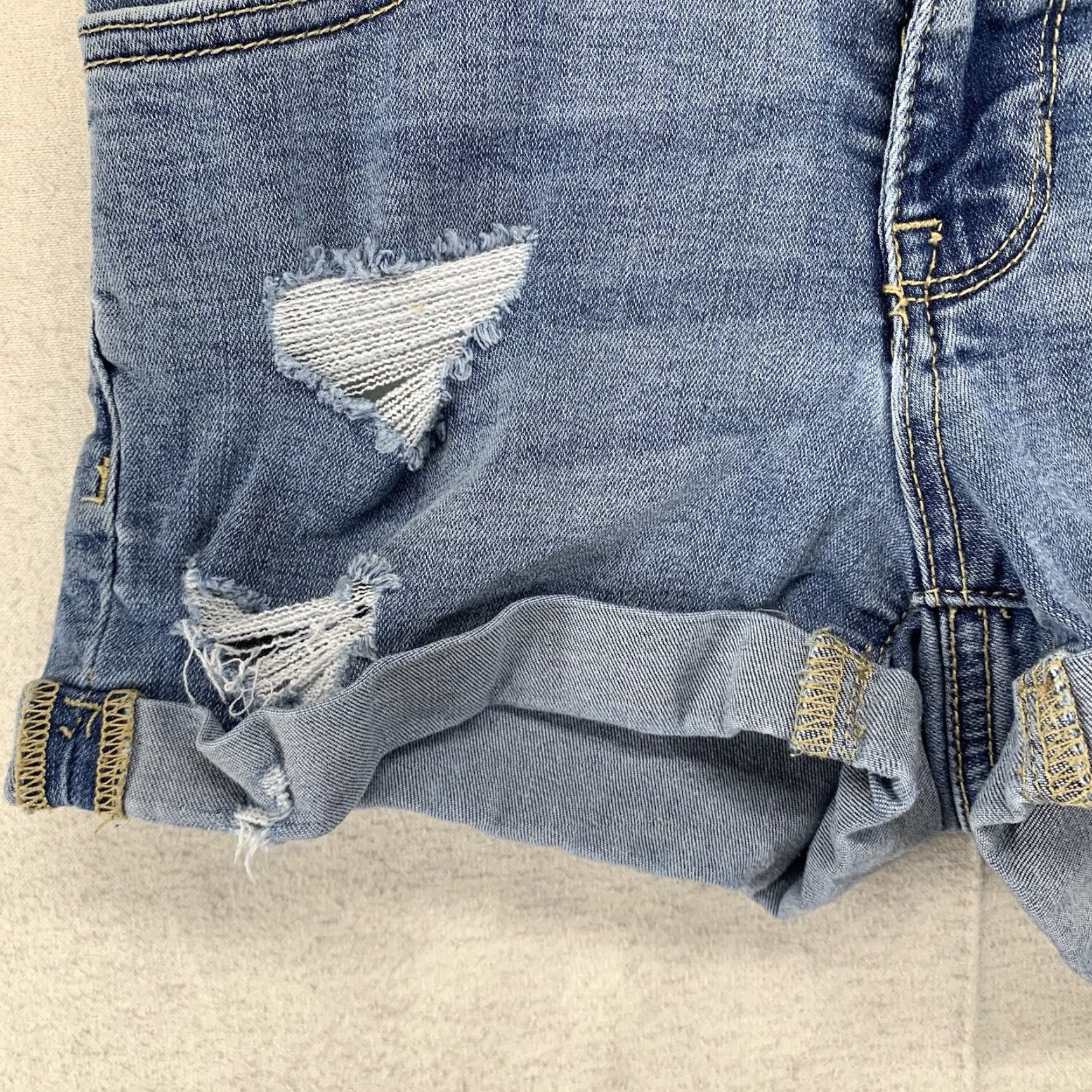 Pacsun PacSun Shorts Denim 24 Blue Distressed Shortie Cut Off Super Stretch Size 42" / US 20 - 4 Thumbnail