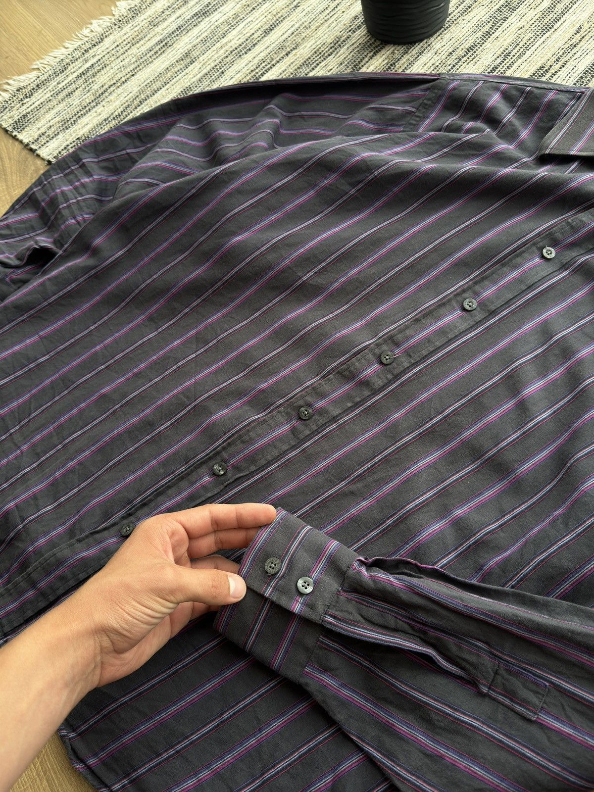 Other Vintage YSL Yves Saint Laurent Striped button up shirt Size US XL / EU 56 / 4 - 4 Thumbnail