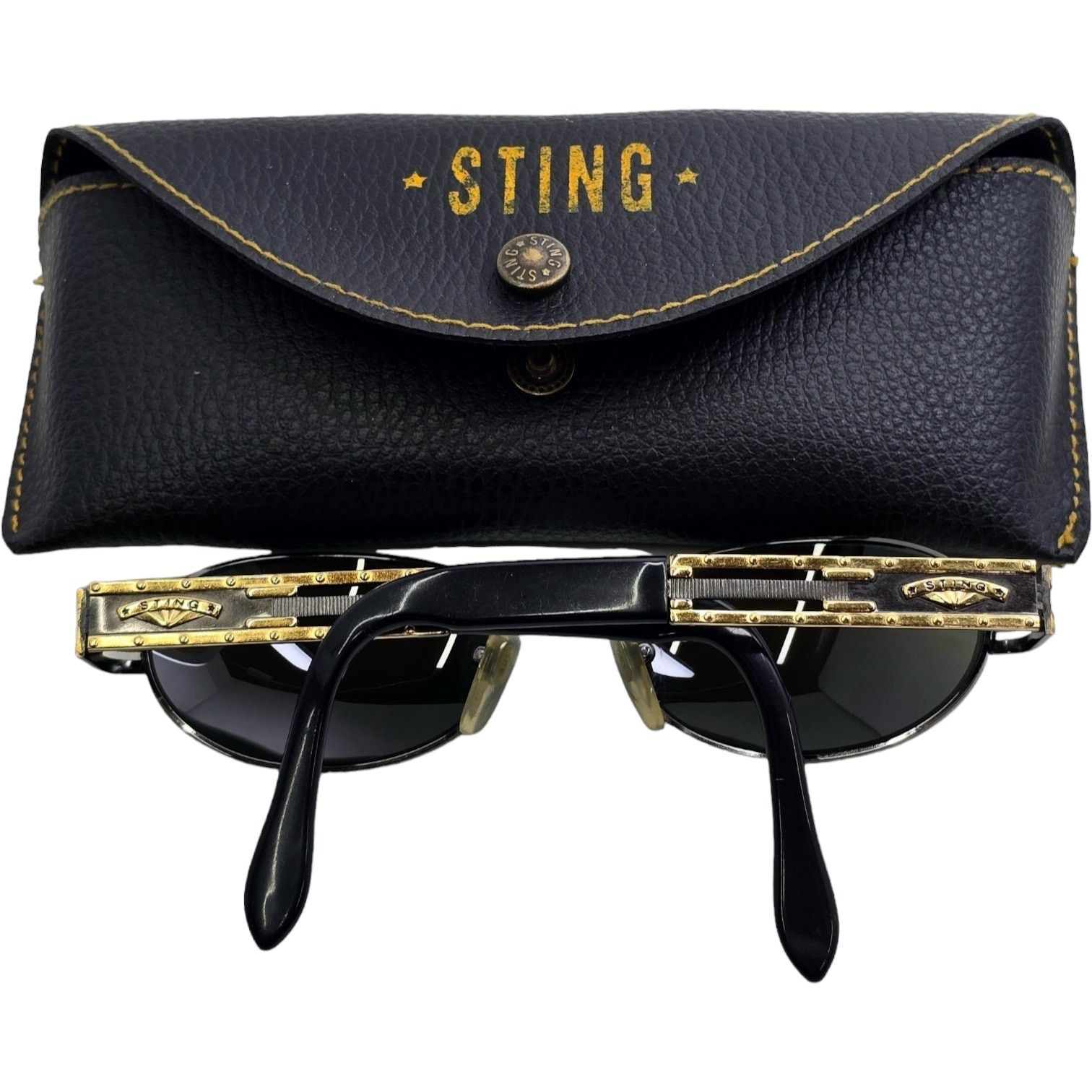 Sting Vintage Sting Gold Black Oval Sunglasses w Case Made Italy Size ONE SIZE - 5 Thumbnail