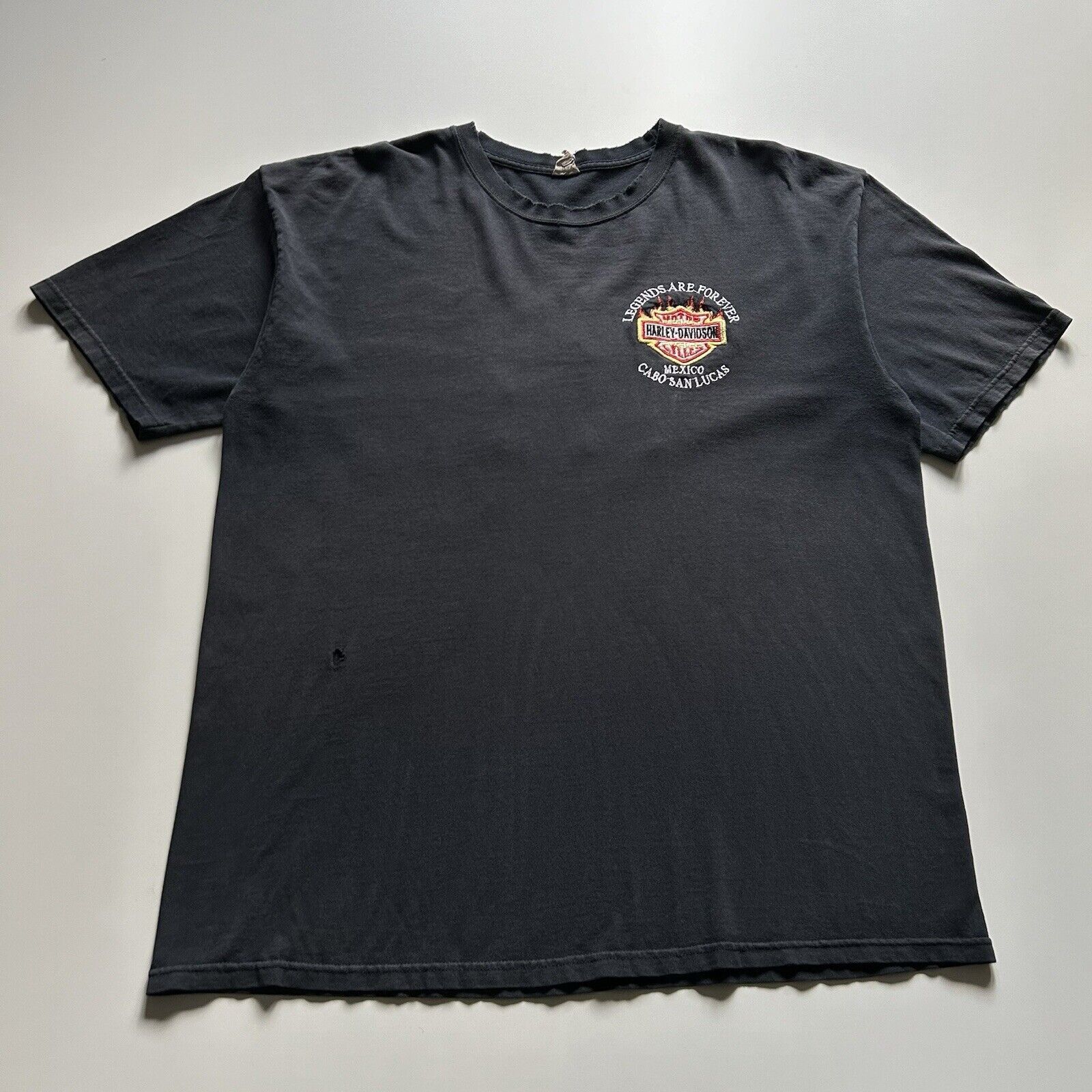 Harley Davidson Vintage 90s Harley Davidson Flame T Shirt XL Sun Faded Black Size US XL / EU 56 / 4 - 4 Thumbnail