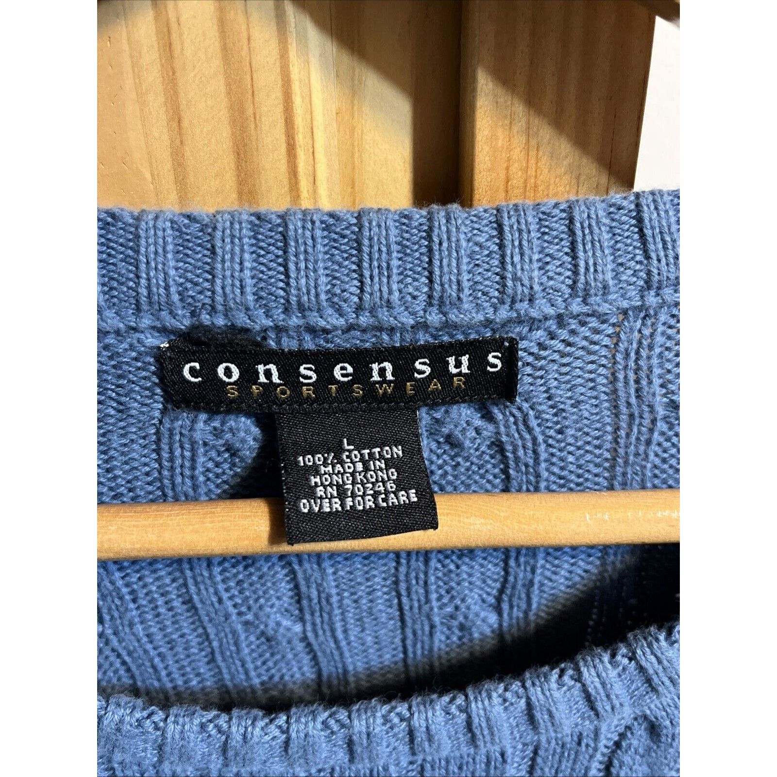 Consensus Sportswear Consensus Sportswear Men’s Size L Blue LS Cable Knit Sweater Size US L / EU 52-54 / 3 - 3 Thumbnail
