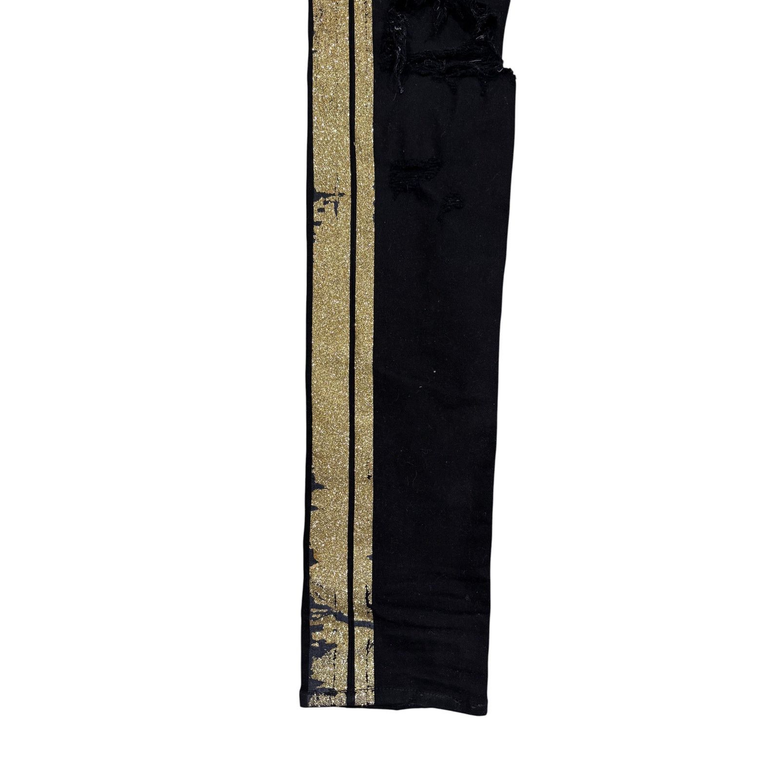 Amiri Amiri Gold Glitter Stripe Black Jeans Size US 32 / EU 48 - 2 Thumbnail