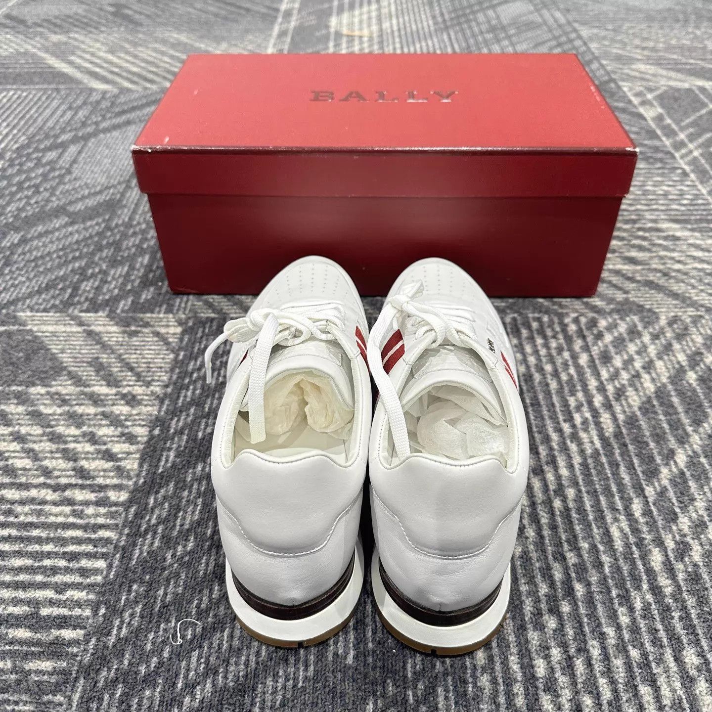 Bally Bally Leather Red & White Stripe Sneakers Size 42.5 Size US 9.5 / EU 42-43 - 3 Thumbnail