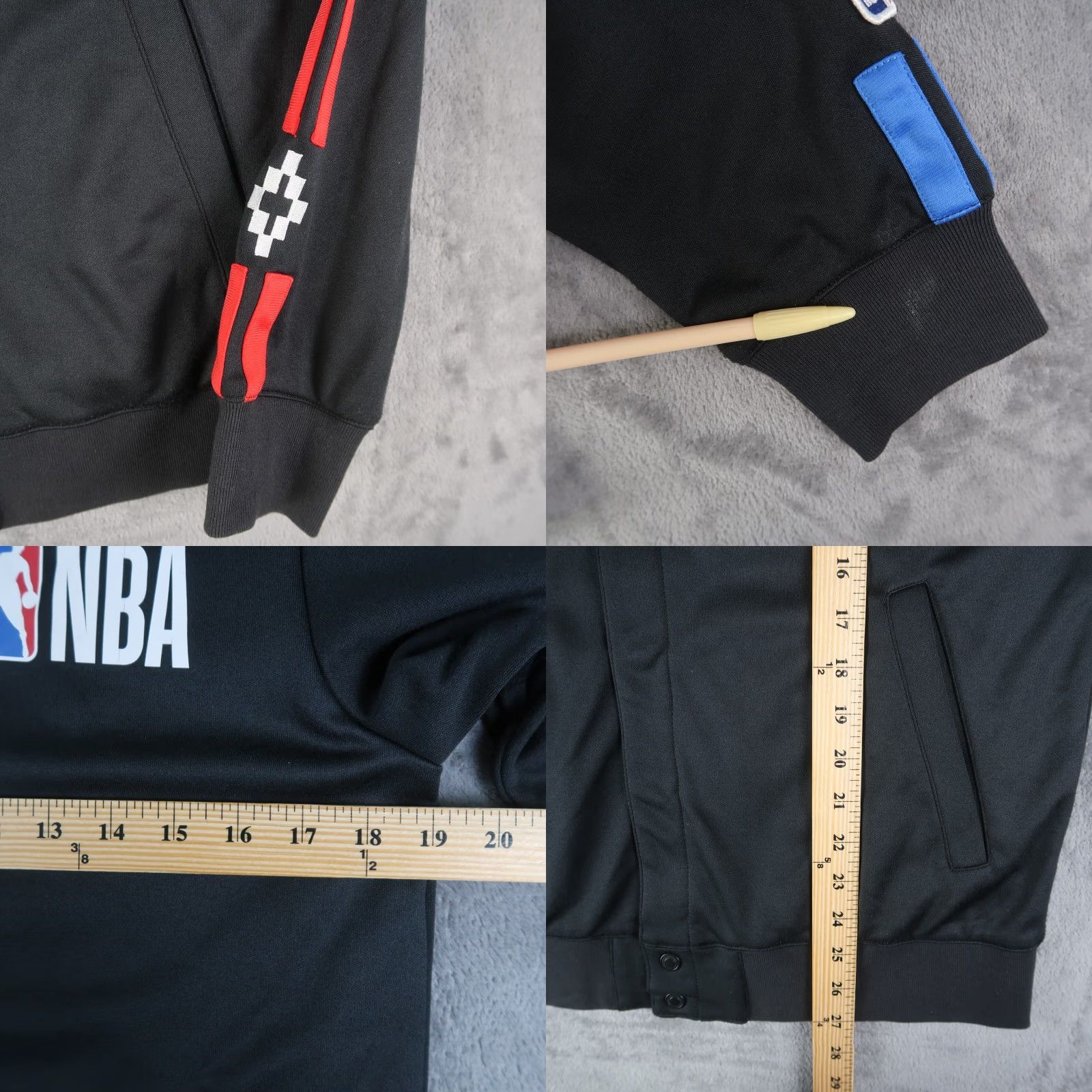 NBA Marcelo Burlon Milan NBA Bomber Jacket Black Red Men’s Size S Small Snap Button Jacket Men Size US S / EU 44-46 / 1 - 8 Thumbnail