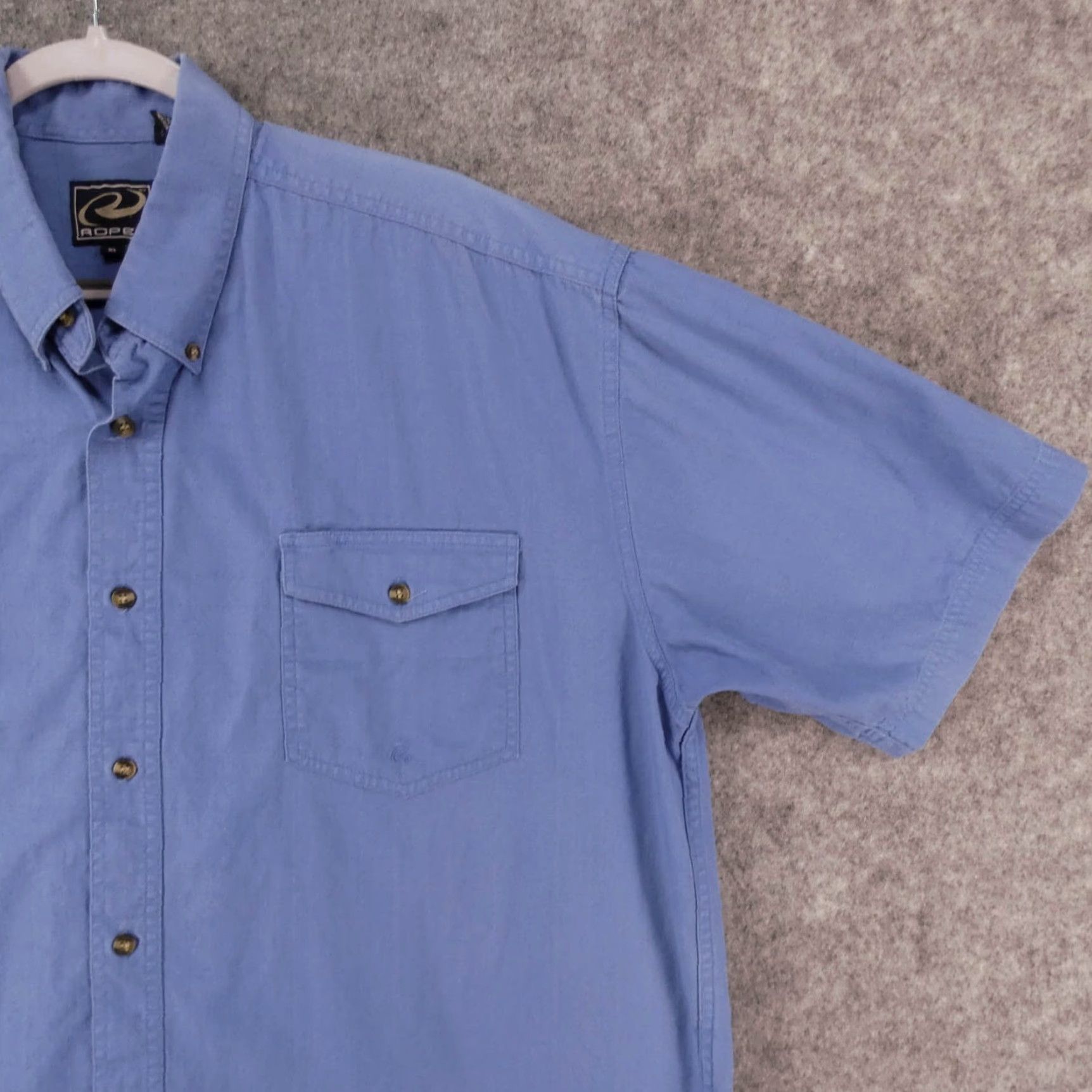 Roper Roper Shirt Mens XL Short Sleeve Button-Up Blue Textured Casual Size US XL / EU 56 / 4 - 6 Thumbnail