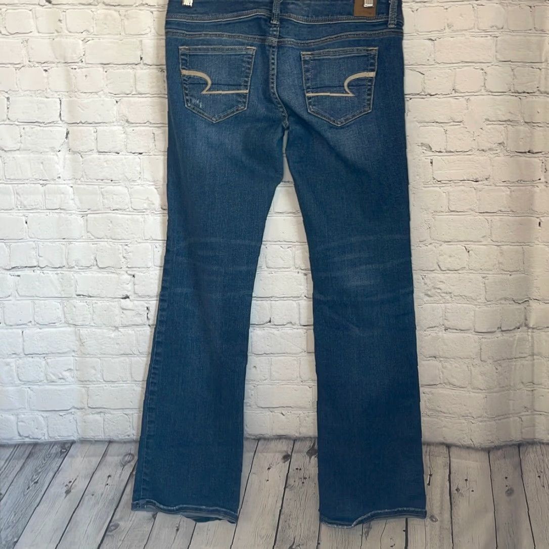 Vintage American Eagle Women’s Slightly Distressed Slim Bootcut Jeans 8 Blue Size 30" / US 8 / IT 44 - 4 Thumbnail