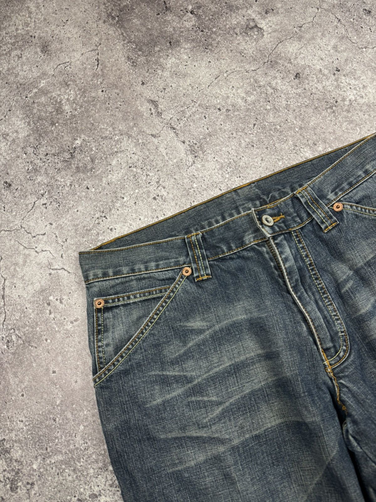 Japanese Brand Vintage Flared Jeans Baggy Wide Japanese Y2K Avant Garde Size US 34 / EU 50 - 5 Thumbnail