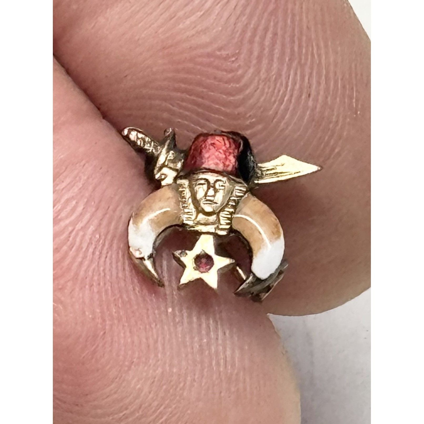 Vintage 10 kt Gold Estate Masonic Enamel Jewel Pin Size ONE SIZE - 8 Thumbnail