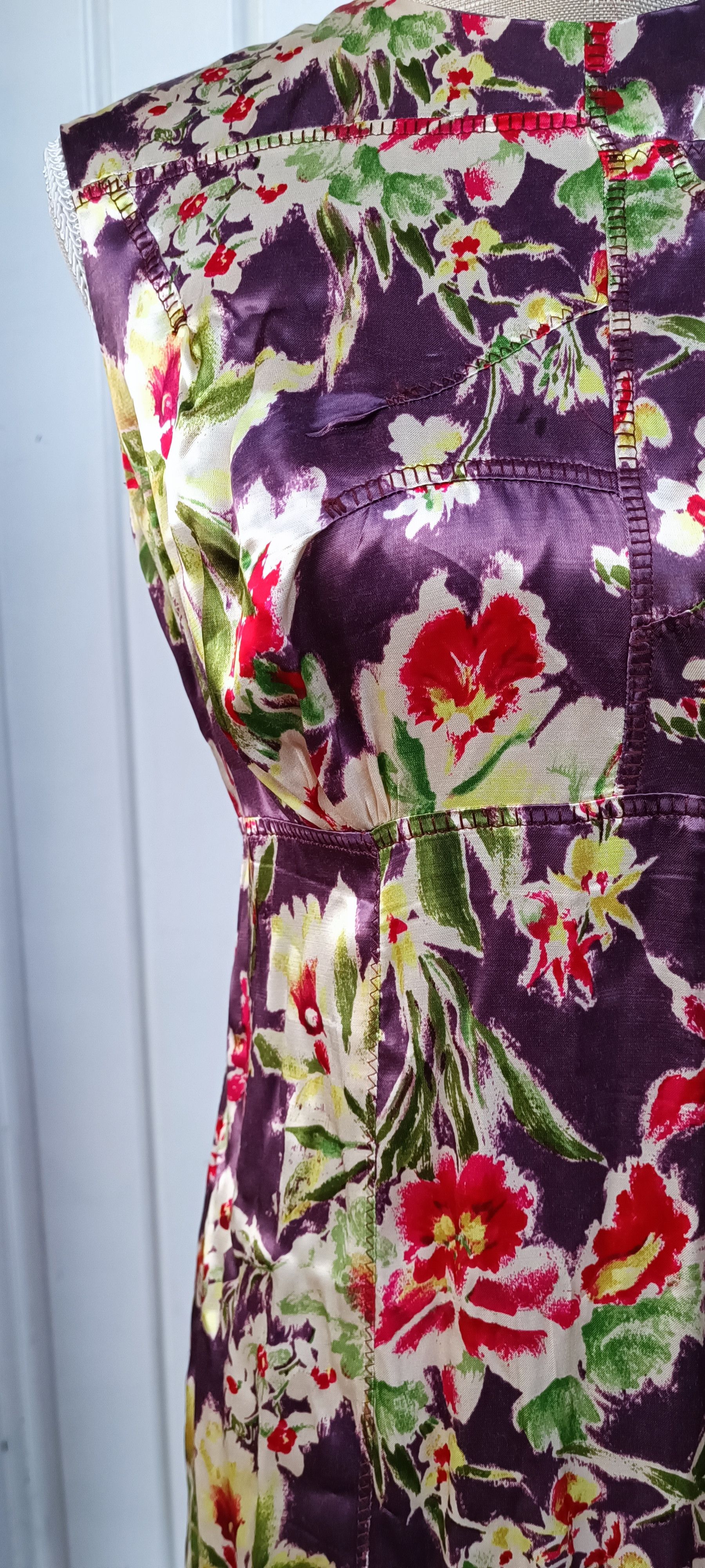 Jean Paul Gaultier 2000's- Midi dress in shiny purple satin Size M / US 6-8 / IT 42-44 - 3 Thumbnail