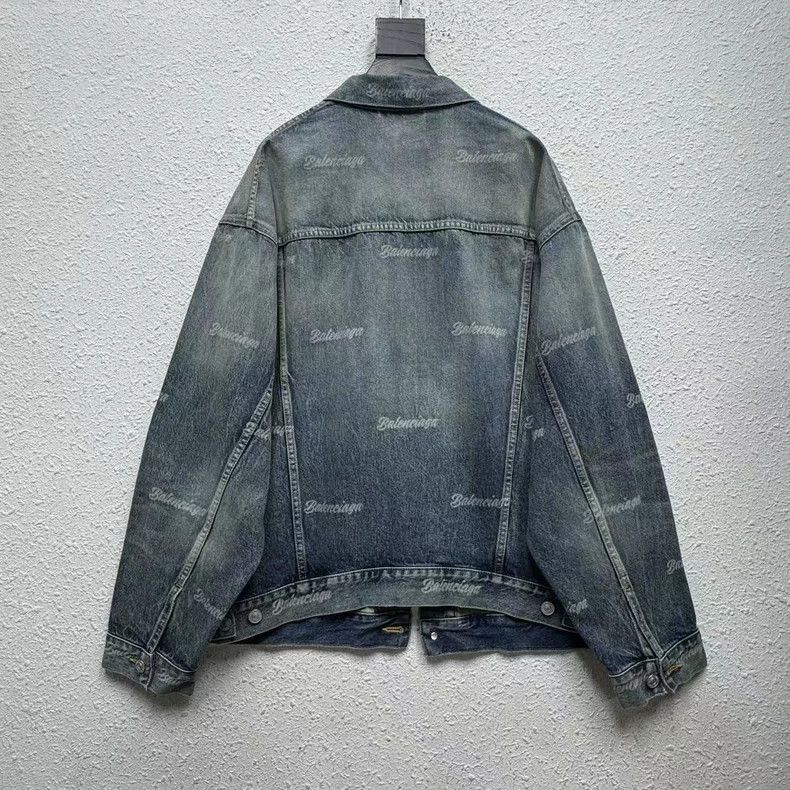 Balenciaga Balenciaga Blue full printed logo denim jacket coat Size US S / EU 44-46 / 1 - 2 Thumbnail