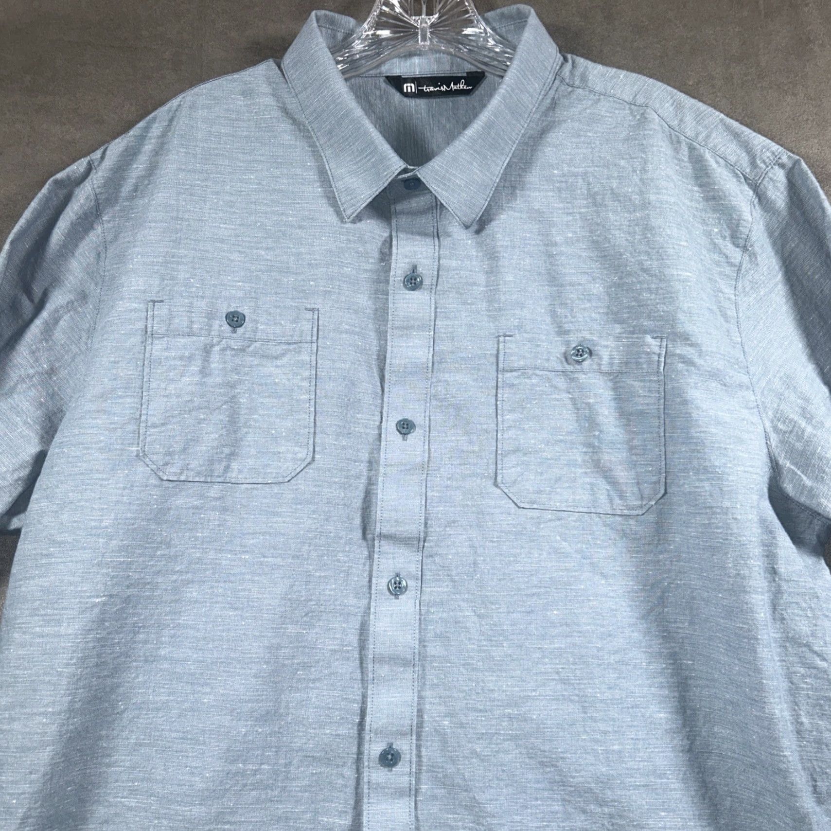 TravisMathew Travis Mathew Shirt Mens 2XL Blue Button Up Casual Long Sleeve Pockets Size US XXL / EU 58 / 5 - 4 Thumbnail