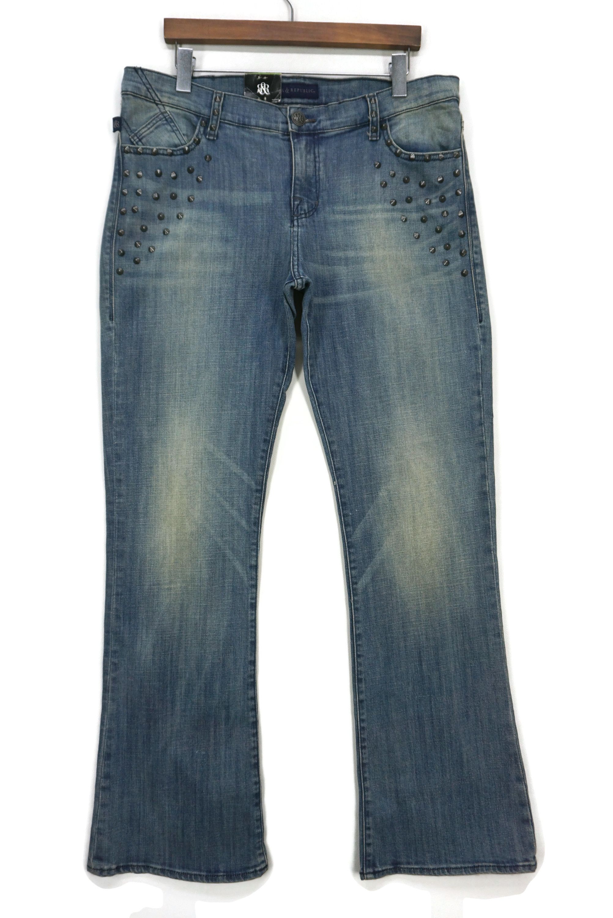 Rock & Republic Kasandra Jeans fits W38xL33 Bondage Bootcut Studded Denim Size 38" / US 16 / IT 52 - 1 Thumbnail