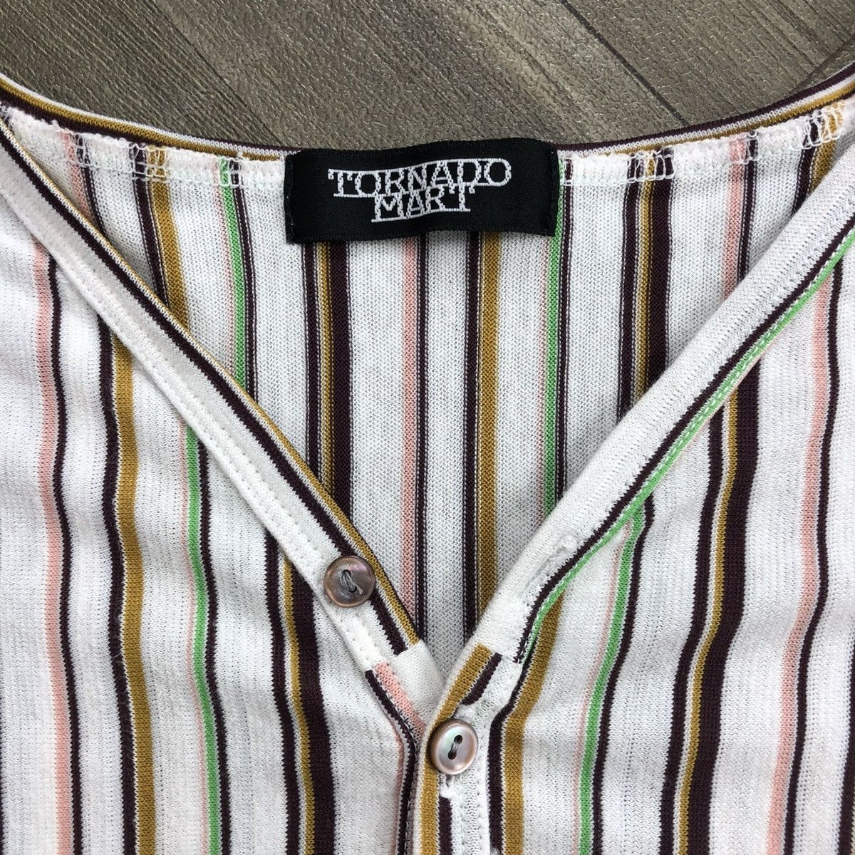 Tornado Mart 2000s Tornado Mart Japan Striped Lgb Goa Style Button TShirt Size S / US 4 / IT 40 - 6 Thumbnail