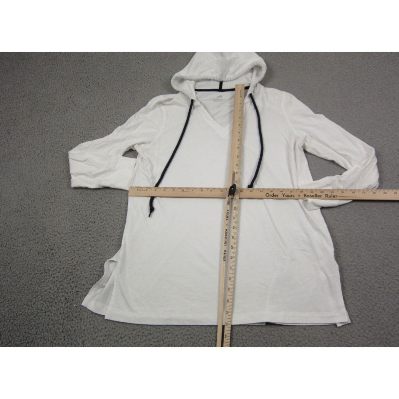 J. Jill J. Jill Hoodie Womens Medium White Fit Everyday Drawstring Pullover Ladies Size M / US 6-8 / IT 42-44 - 4 Thumbnail