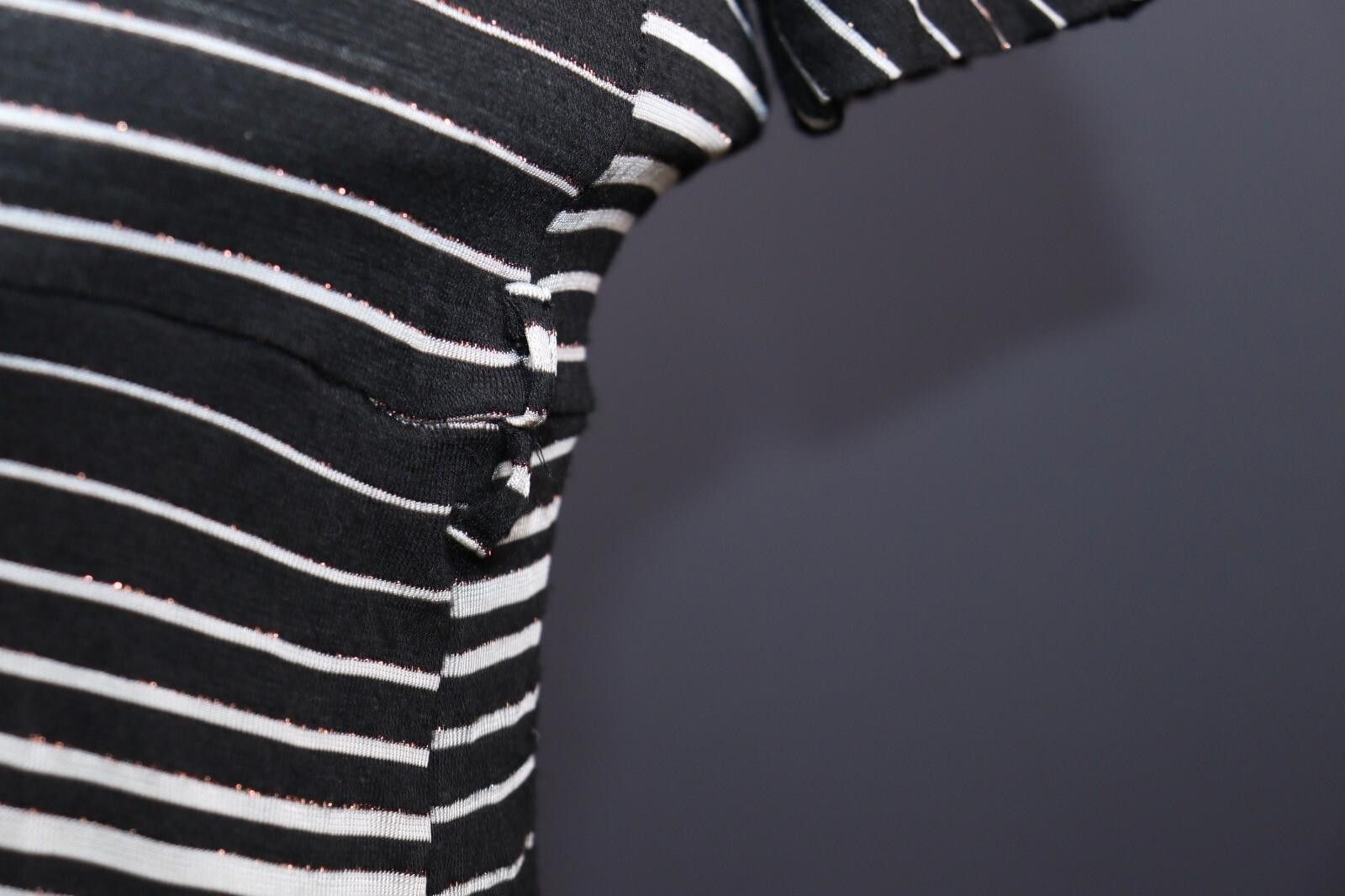 Designer Miss Sixty Black Stripe Knit Bodycon Midi Dress Size M Size M / US 6-8 / IT 42-44 - 5 Thumbnail