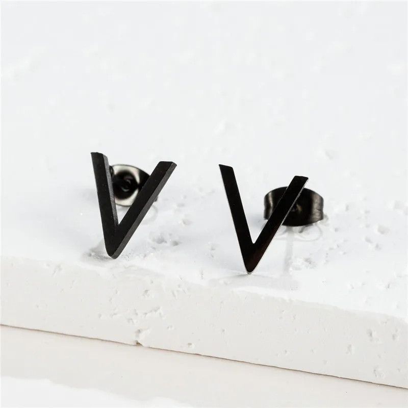 Jewelry Letter V Shape Mini Stud Earrings Charm Earring Gift Size ONE SIZE - 1 Preview