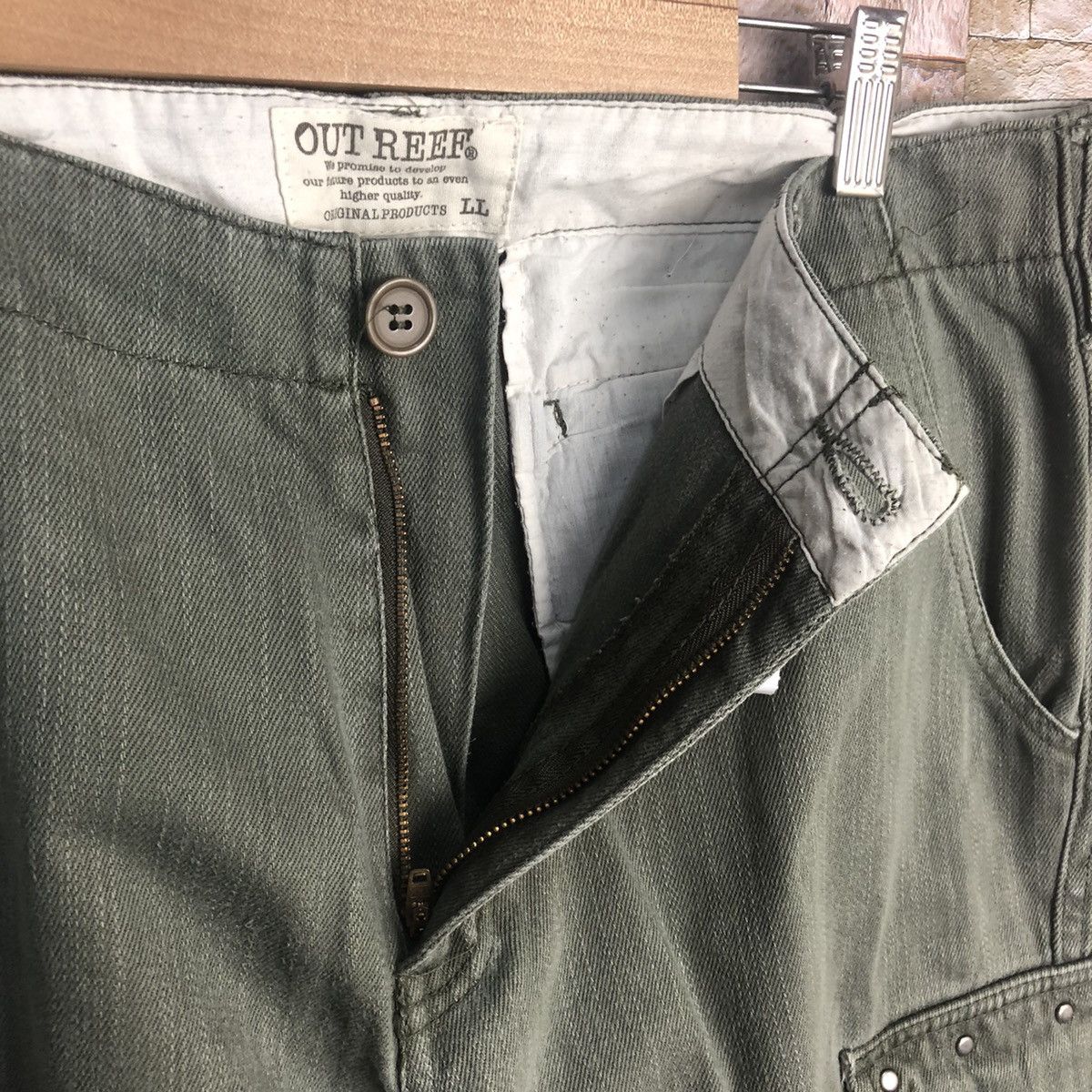 Japanese Brand Outreef Green tactical punk Cargo Multipocket Pants #A45 Size US 33 - 12 Thumbnail