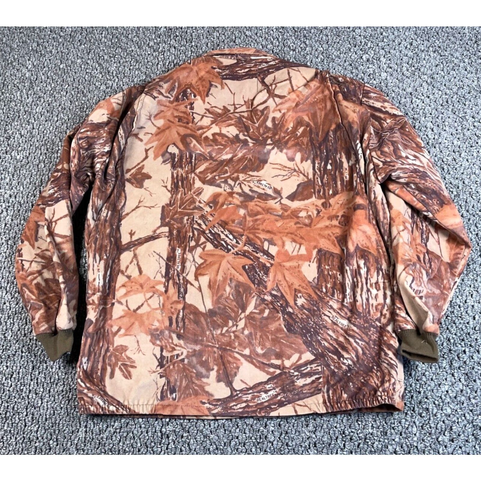 Realtree VINTAGE Pella Jacket Camouflage Nylon Real Tree Brown 80s Adult Large Zip Up Size US L / EU 52-54 / 3 - 2 Thumbnail