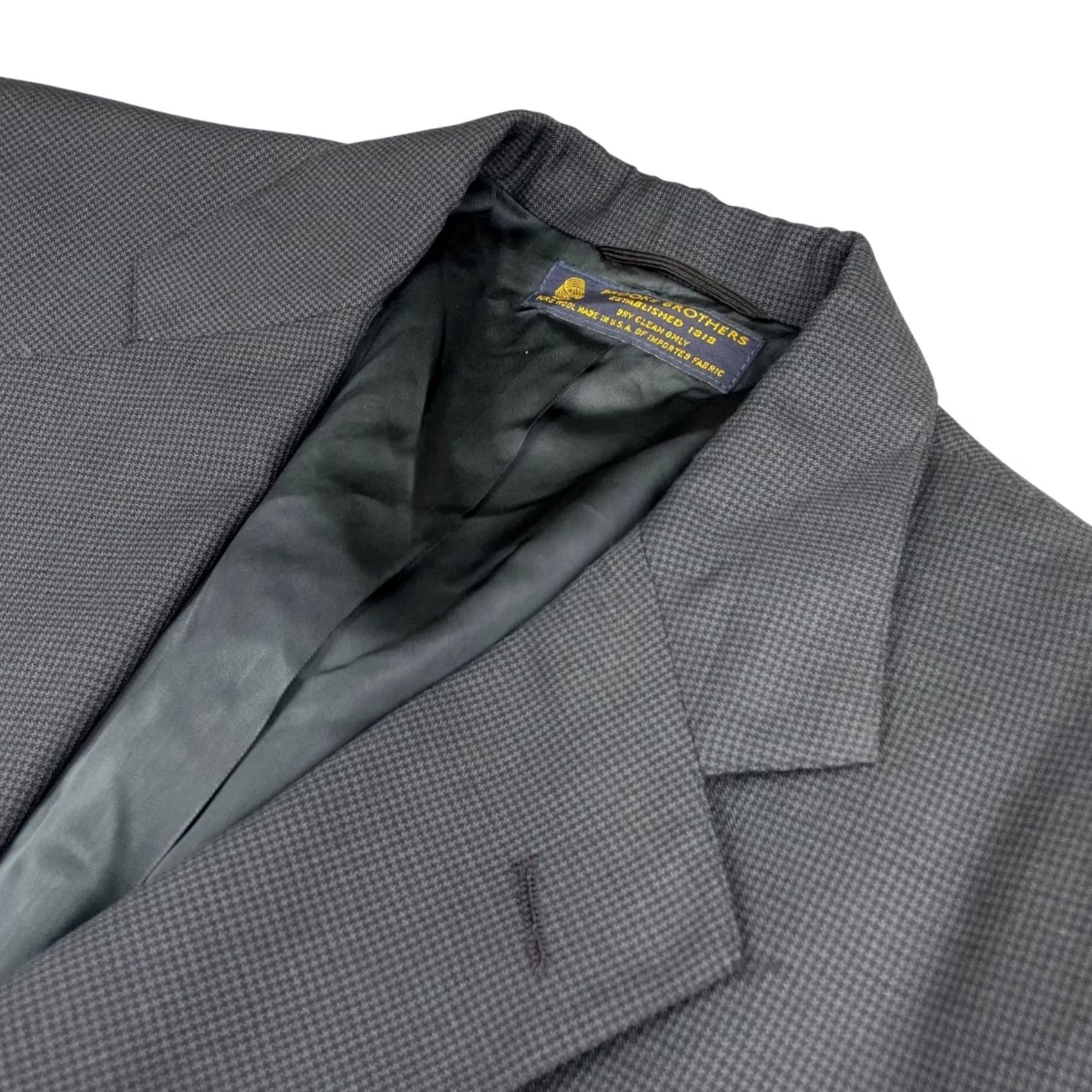Brooks Brothers Brooks Brothers Men’s Blazer Blue Houndstooth 100% Wool 43S USA Two-Button Size 46R - 2 Thumbnail
