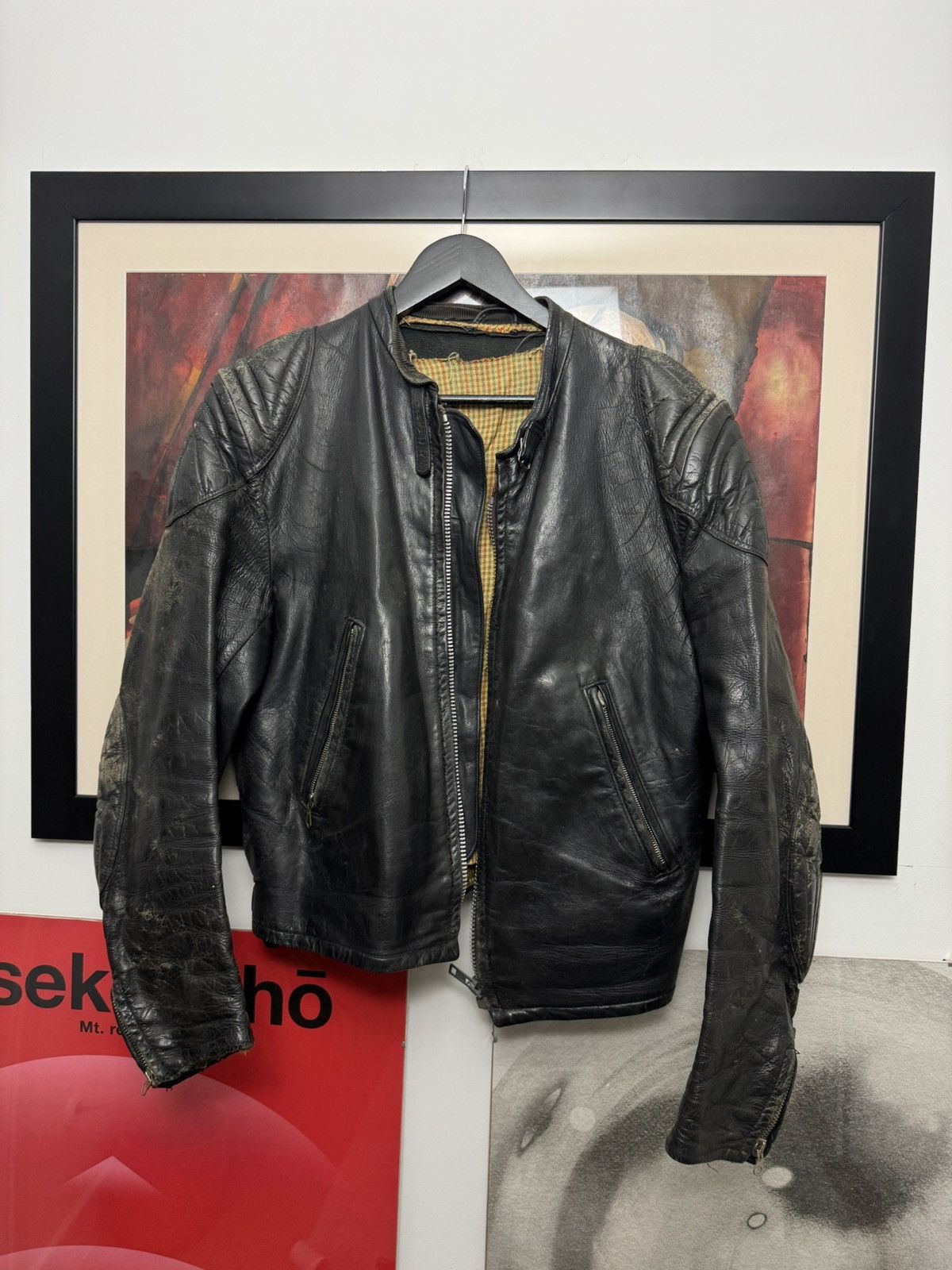 Vintage 80s Distressed Genuine Leather Biker Vintage Jacket Racingl Size US L / EU 52-54 / 3 - 2 Thumbnail