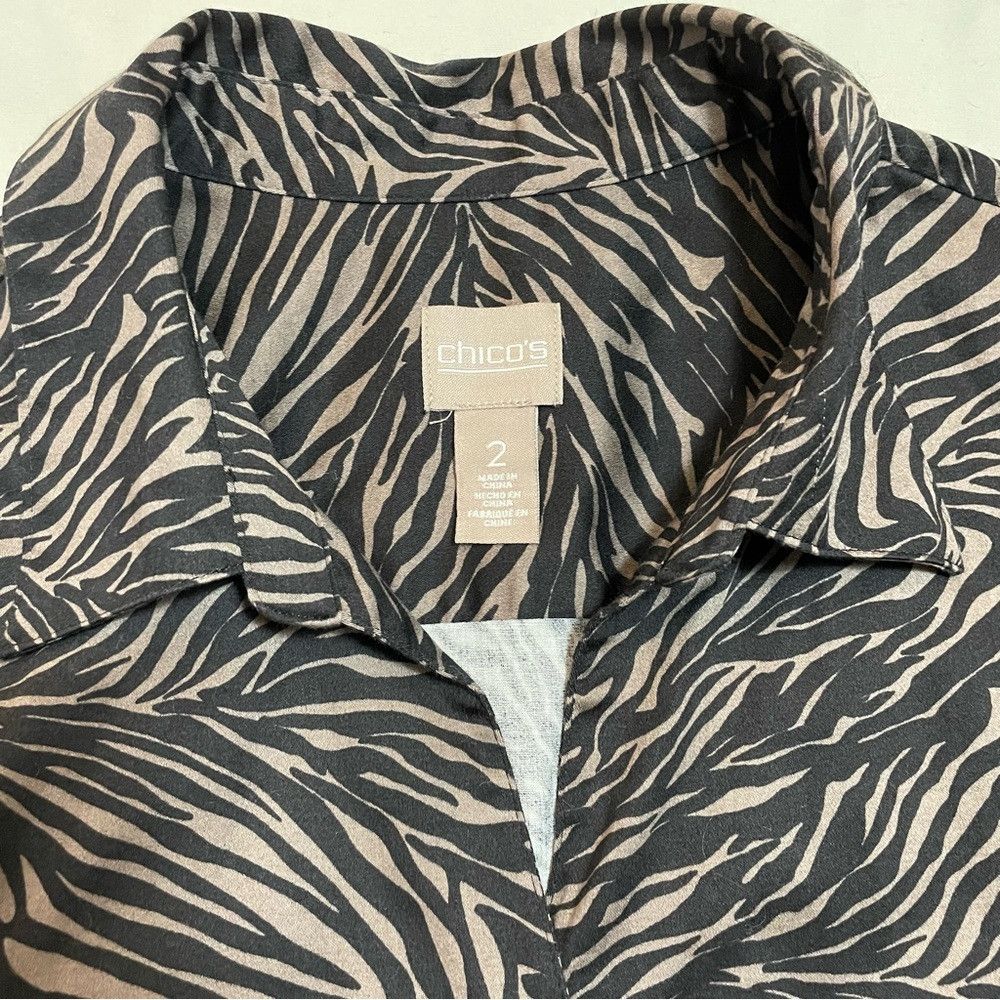 Chicos Chico's Animal Print Cotton Long Sleeve Button Shirt Size 2 Size L / US 10 / IT 46 - 6 Thumbnail