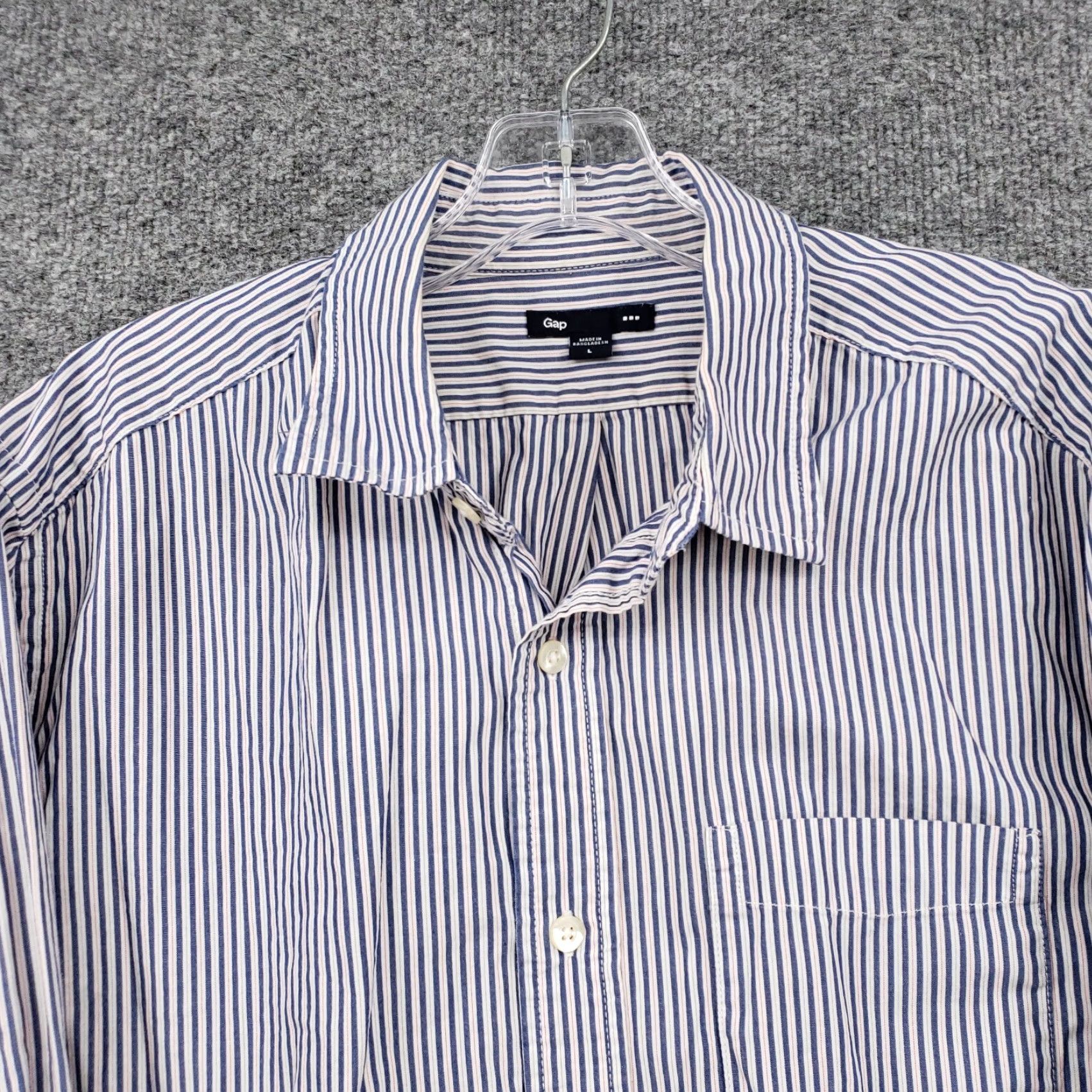 Gap Gap Shirt Mens L Large Button-Up Blue Striped Pocket Long Sleeve Business Casual Size US L / EU 52-54 / 3 - 5 Thumbnail