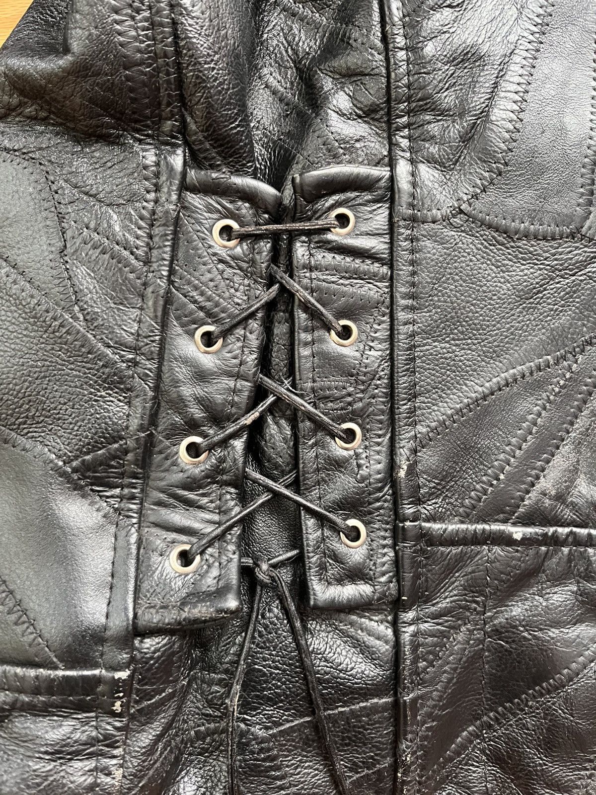 Vintage Diamond plate Buffalo leather biker jacket Size US XXL / EU 58 / 5 - 4 Thumbnail