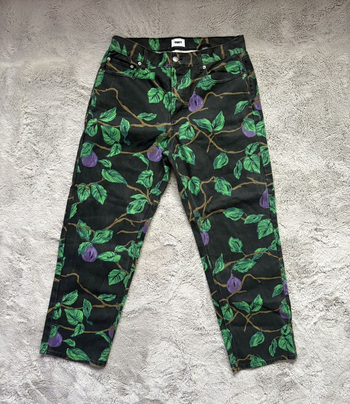 Obey Floral Denim Pants Size US 32 / EU 48 - 1 Thumbnail