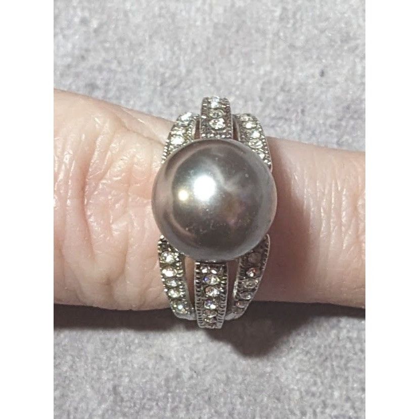 Other Elegant Glam 18K Gold Filled Silver Tone Pearl And Gem Ring Size ONE SIZE - 6 Thumbnail