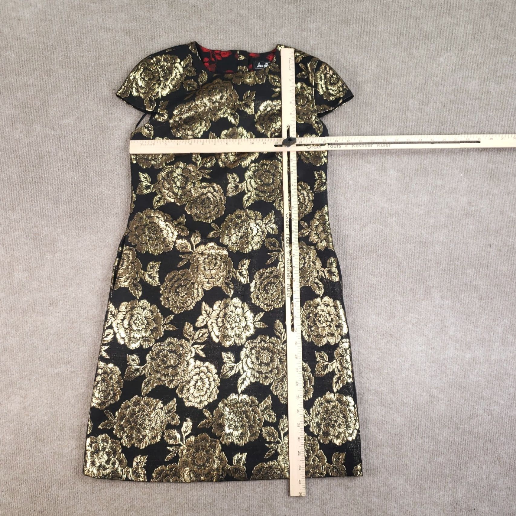 Sam Edelman Sam Edelman Dress Womens Size 4 Black Gold Floral Brocade Cap Sleeve Sheath Size S / US 4 / IT 40 - 2 Thumbnail