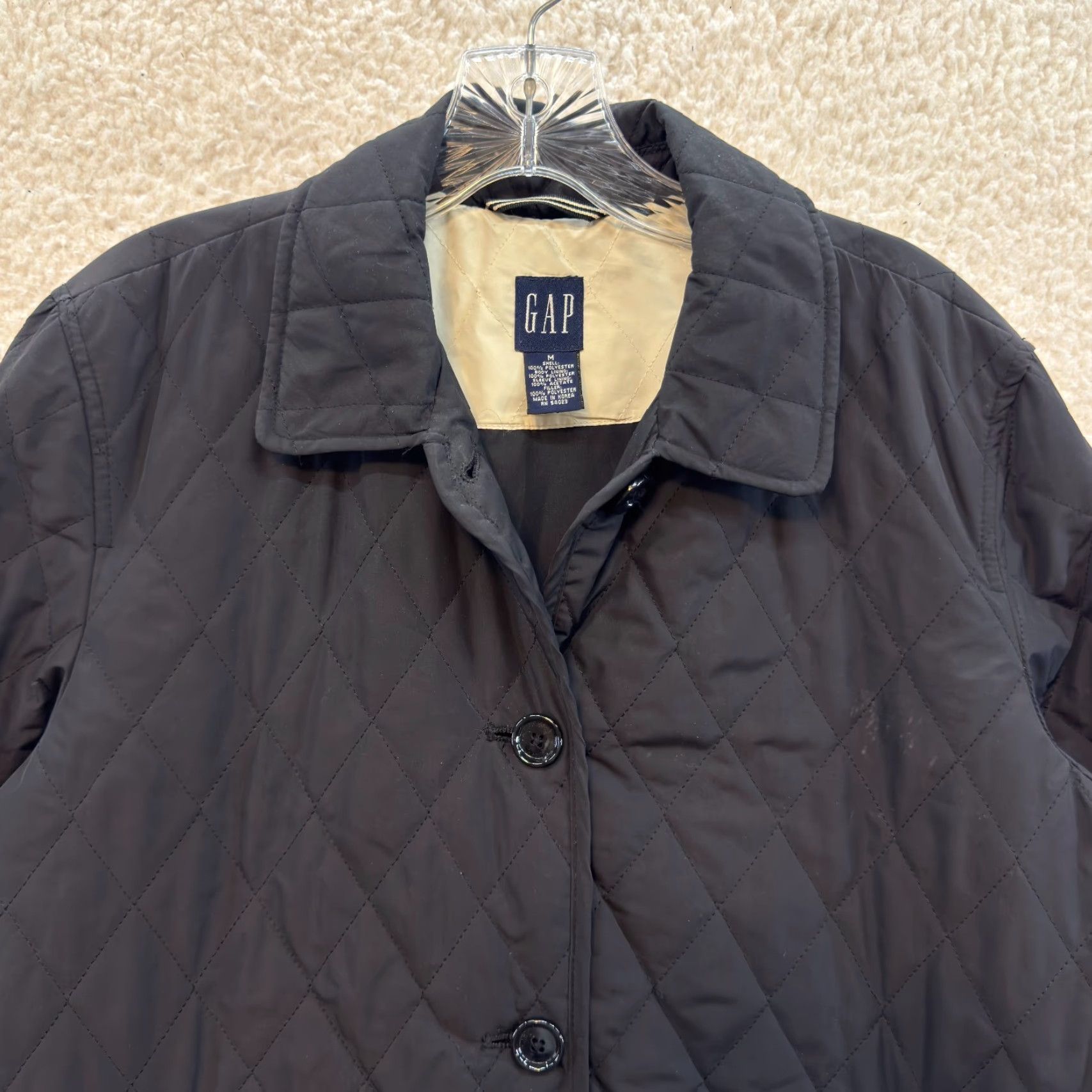 Gap VINTAGE Gap Quilted Coat Jacket Medium Womens Black Barn Chore Equestrian Preppy Jacket Size M / US 6-8 / IT 42-44 - 3 Thumbnail