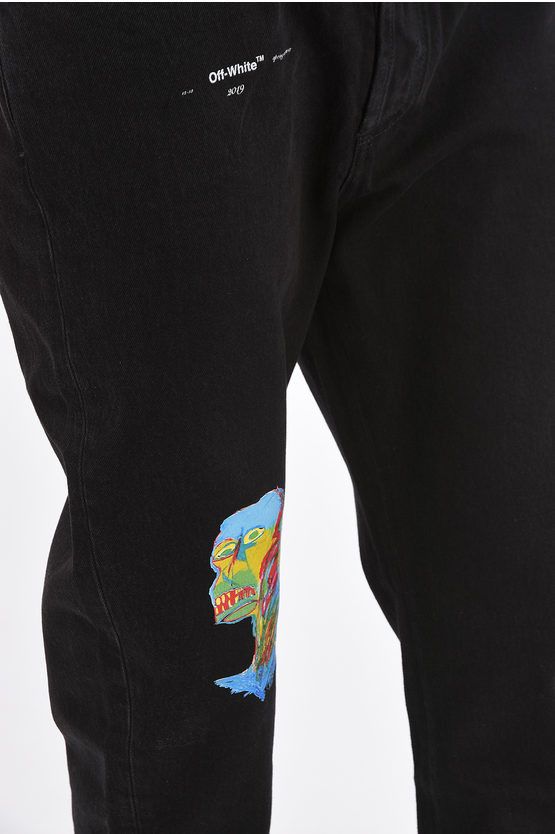 Off-White o1y0225 Logo Denim Pant in Black Size US 33 - 2 Thumbnail