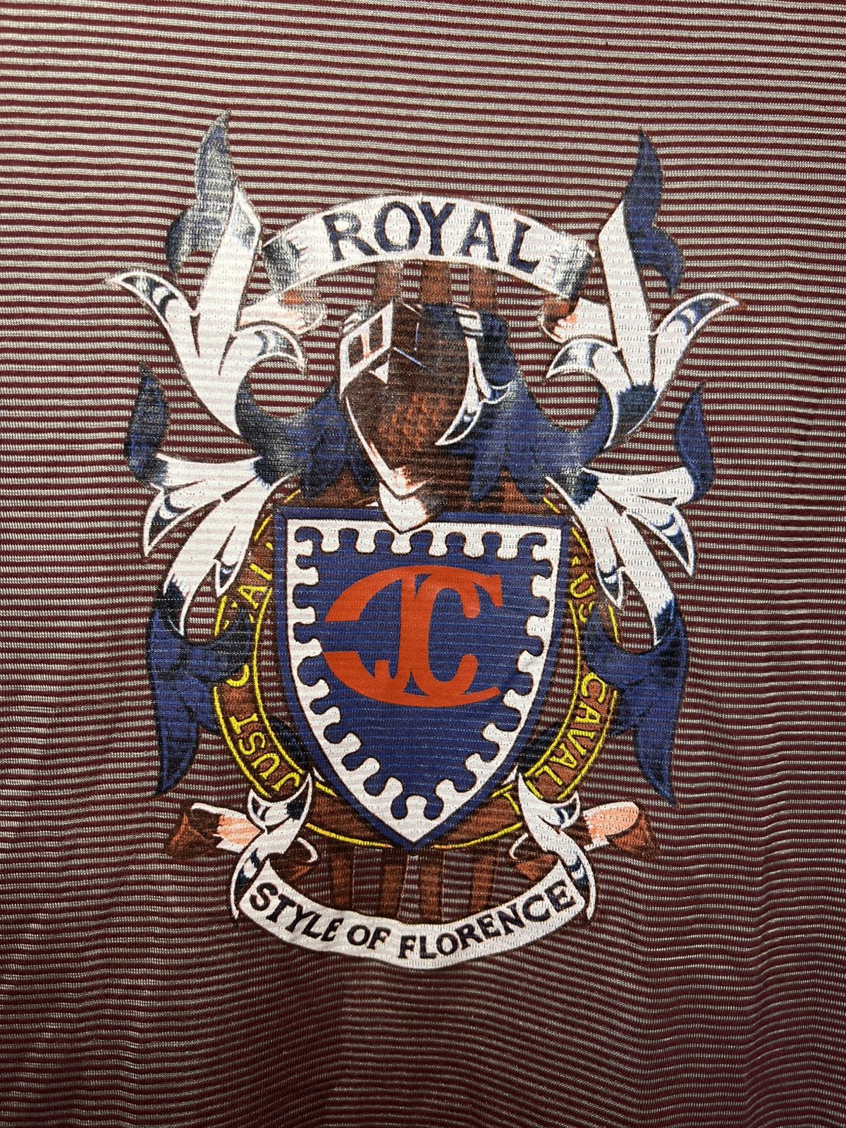 Just Cavalli Vintage Just Cavalli crest logo print striped fitted T-shirt Size US XL / EU 56 / 4 - 8 Thumbnail