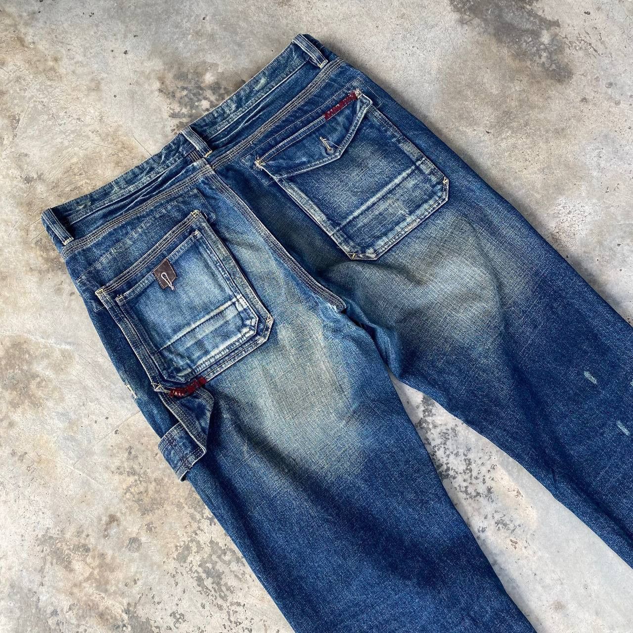 Japanese Brand W36X33 VTG BACK NUMBER DISTRESSED DENIM MUDWASH RUSTY DIRTY Size US 36 / EU 52 - 8 Thumbnail