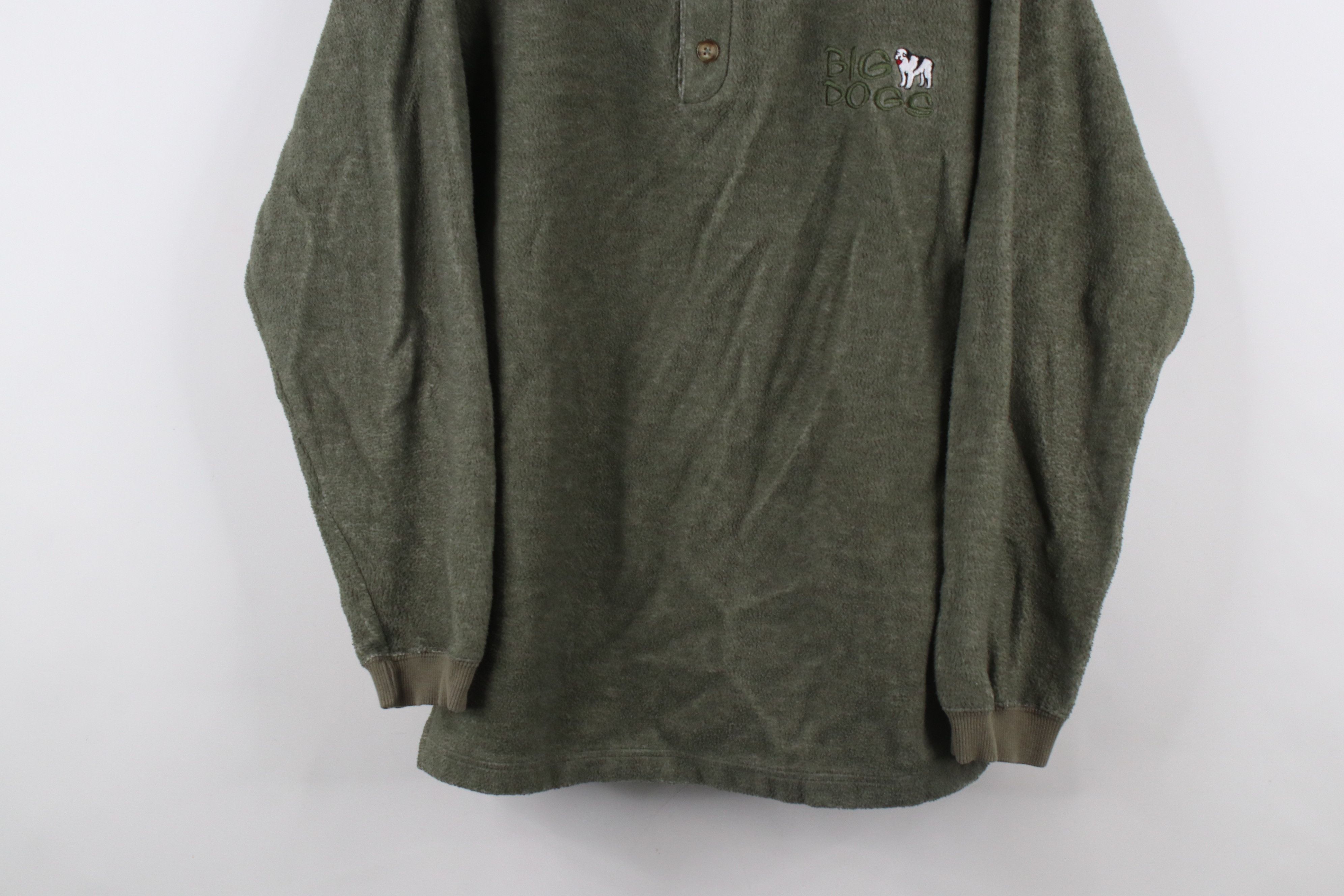 Big Dogs × Vintage Vintage 90s Big Dogs Spell Fleece Henley Sweatshirt Green Size US S / EU 44-46 / 1 - 3 Thumbnail