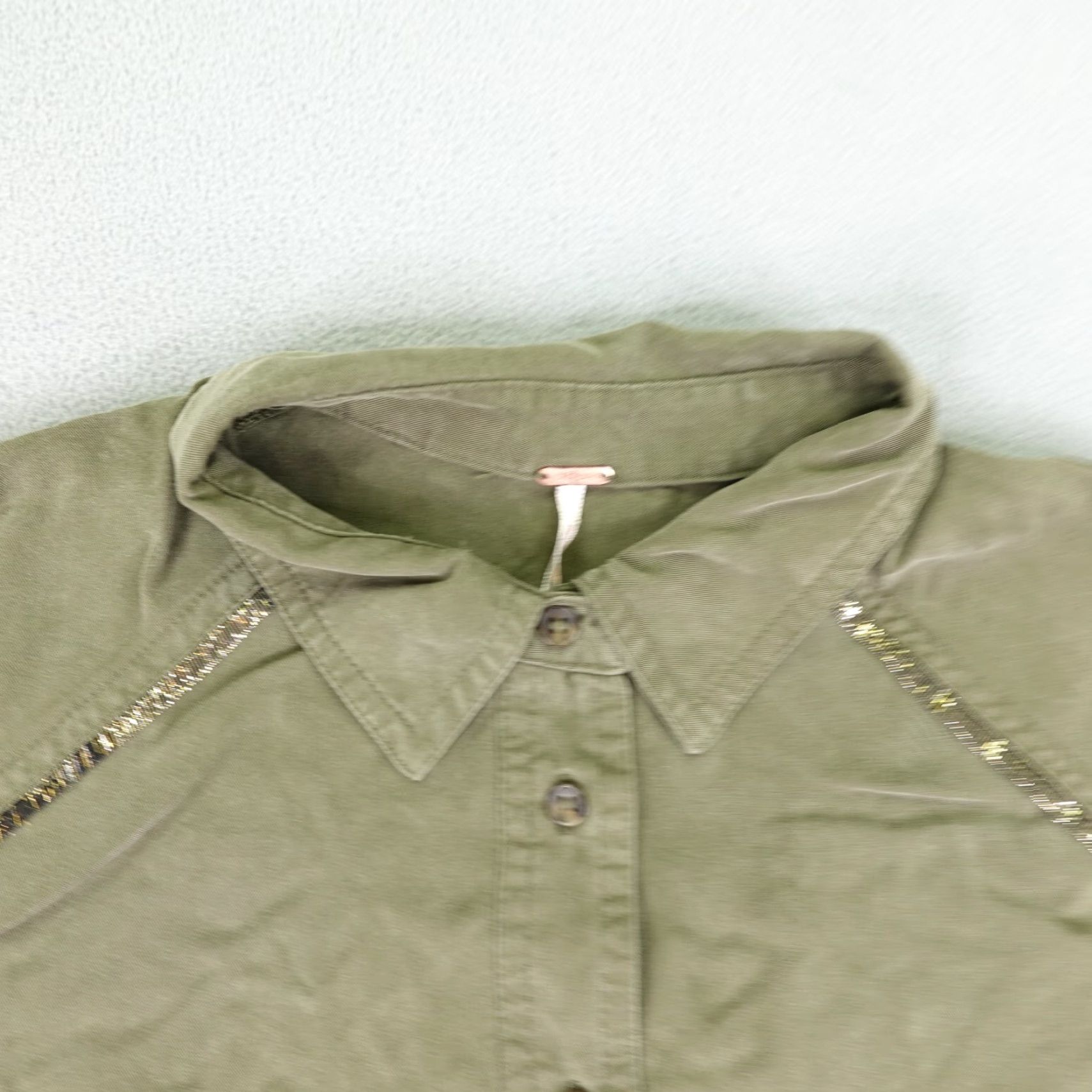 Free People VINTAGE Free People Button-Up Shirt Womens Small Green Long Sleeve Collared Casual Top Size S / US 4 / IT 40 - 2 Thumbnail