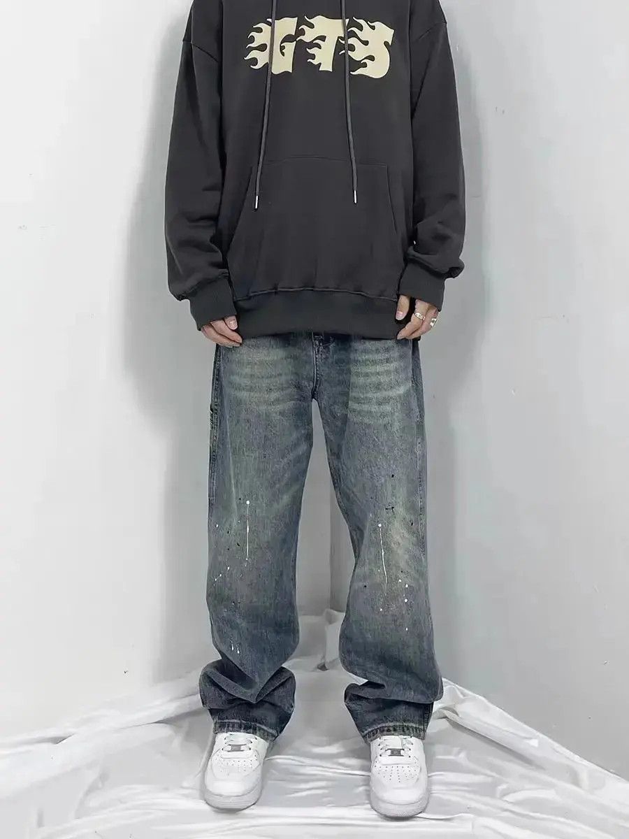 Japanese Brand Vintage street inked washed and distressed baggy jeans Size US 32 / EU 48 - 2 Thumbnail