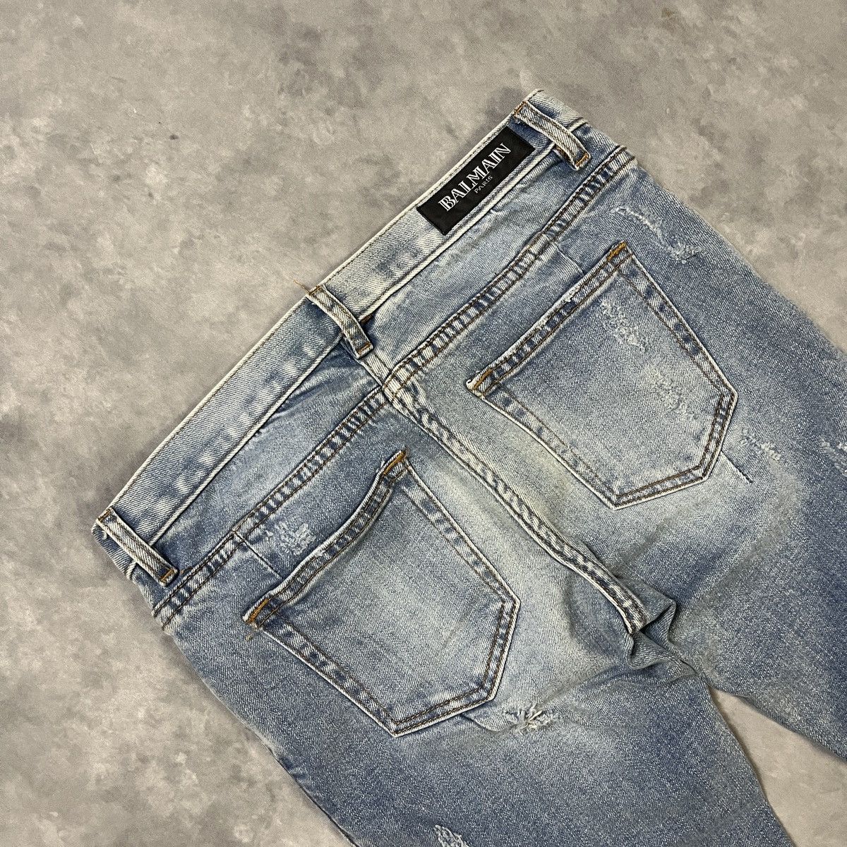 Japanese Brand 2000s Balmain - Destroyed Denim Side Stripe Detail Luxury Size US 27 - 5 Thumbnail
