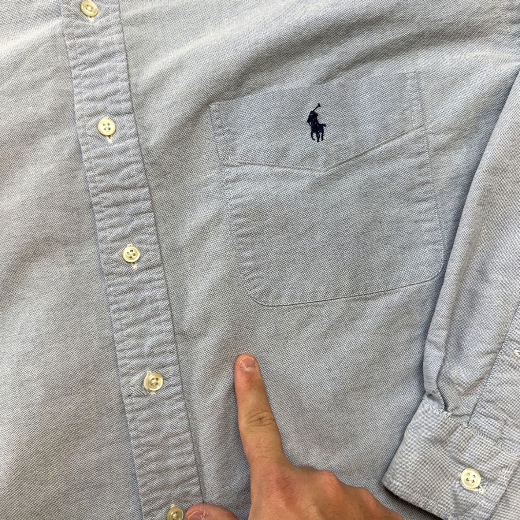 Polo Ralph Lauren VTG Polo Ralph Lauren BIG Shirt Mens XL Blue Oxford Cotton OCBD Relaxed Pony) Size US XL / EU 56 / 4 - 4 Thumbnail